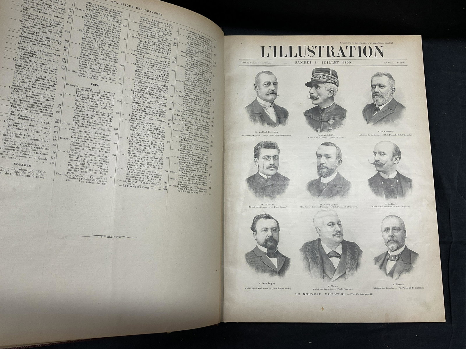Lot 2 Antique French Illustration Books: Lot 2 Antique French Illustration Books, inscriptions read Illustration 18991 & 2, both measure 15 1/4 x 11 7/8 inches, wear to books consistent with antique condition, Antique, antique book, French b