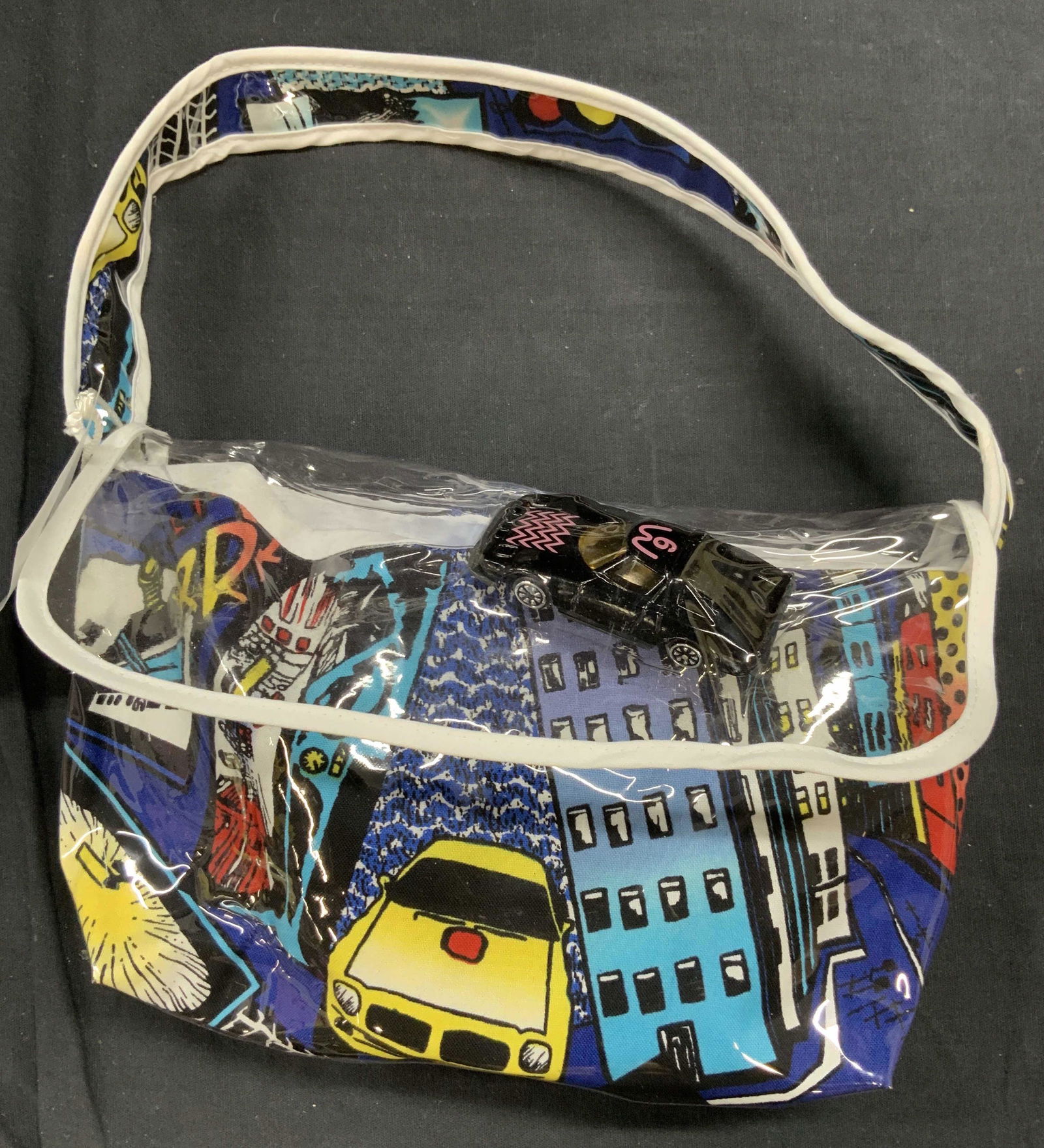JEN JEN Vinyl Comic Strip Purse W Toy Car NWT (1 of 7)
