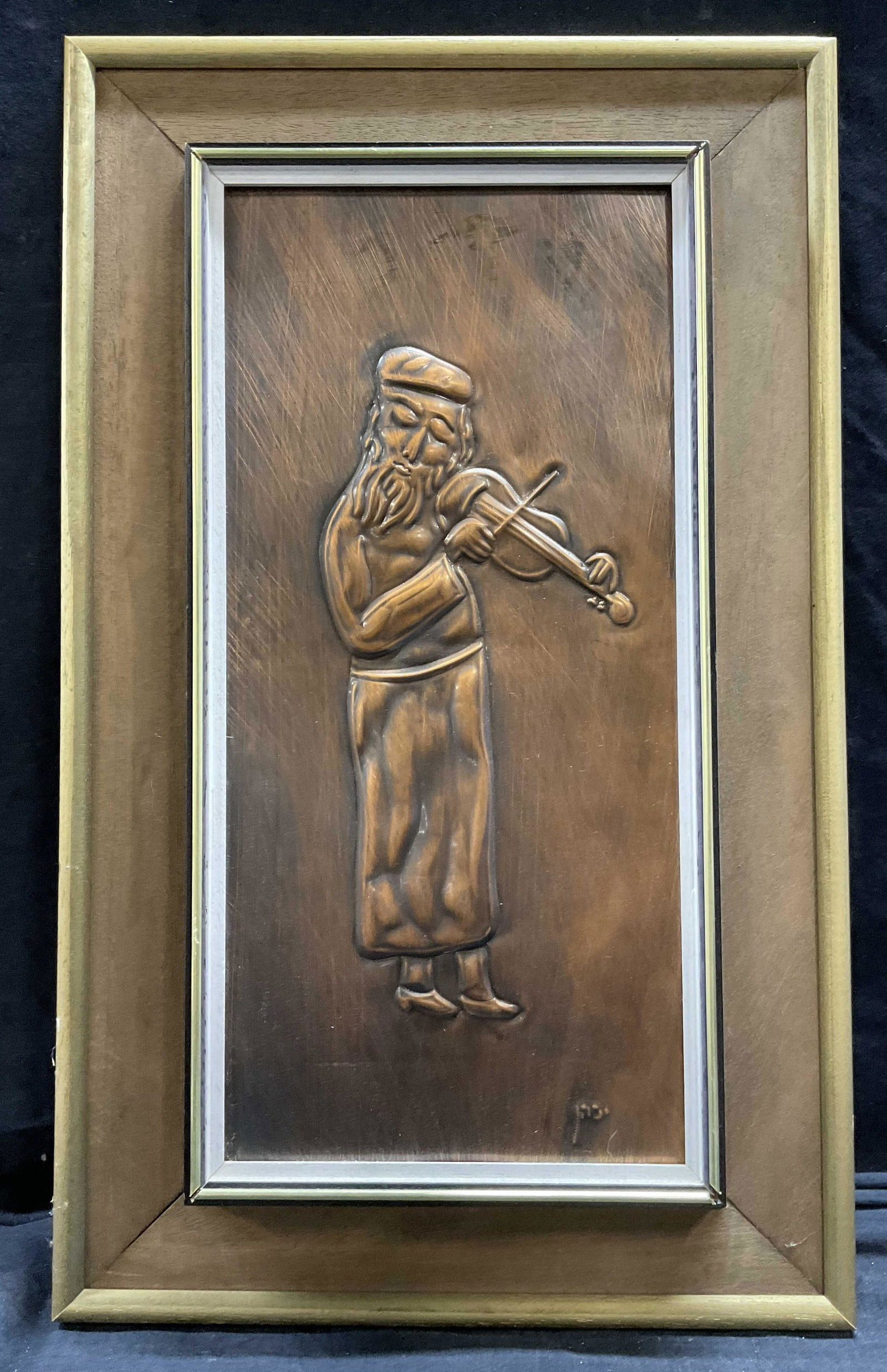 Judaic Copper Artwork of a Violin Player (1 of 6)