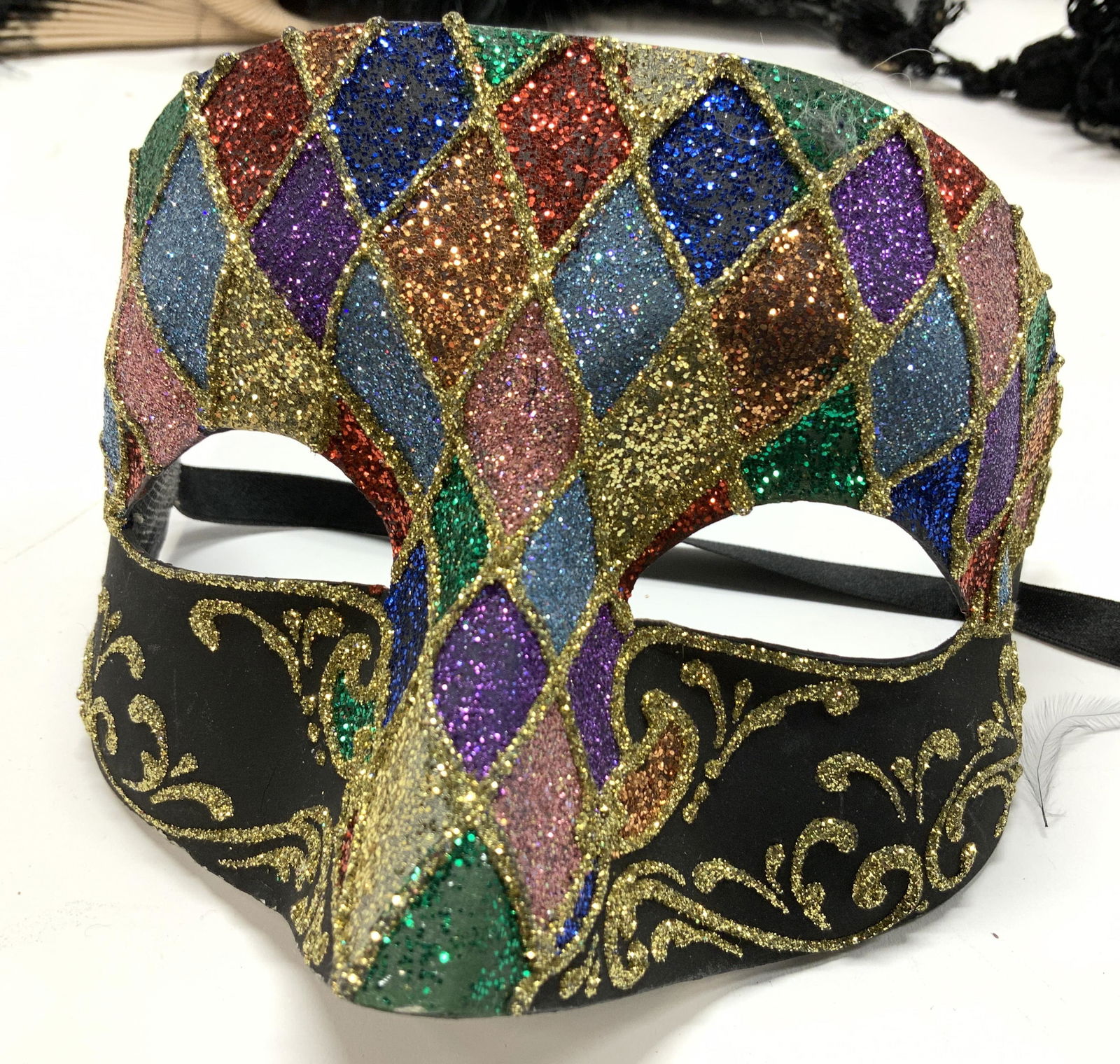 Lot 3 Venetian Glitter Eye Mask, Feather Fans (1 of 6)