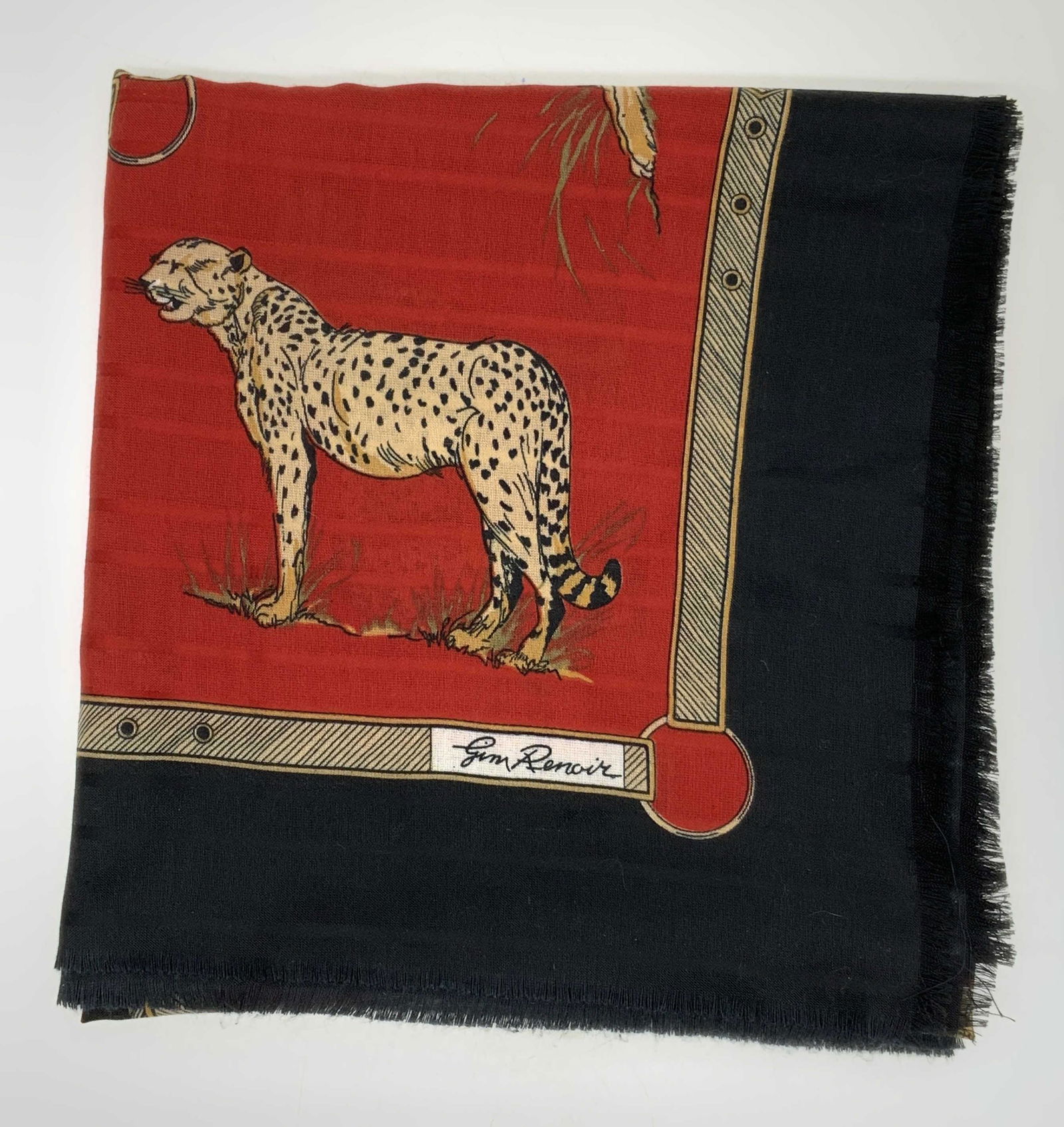 GIM RENOIR Vintage Jungle Cat Print Scarf (1 of 5)