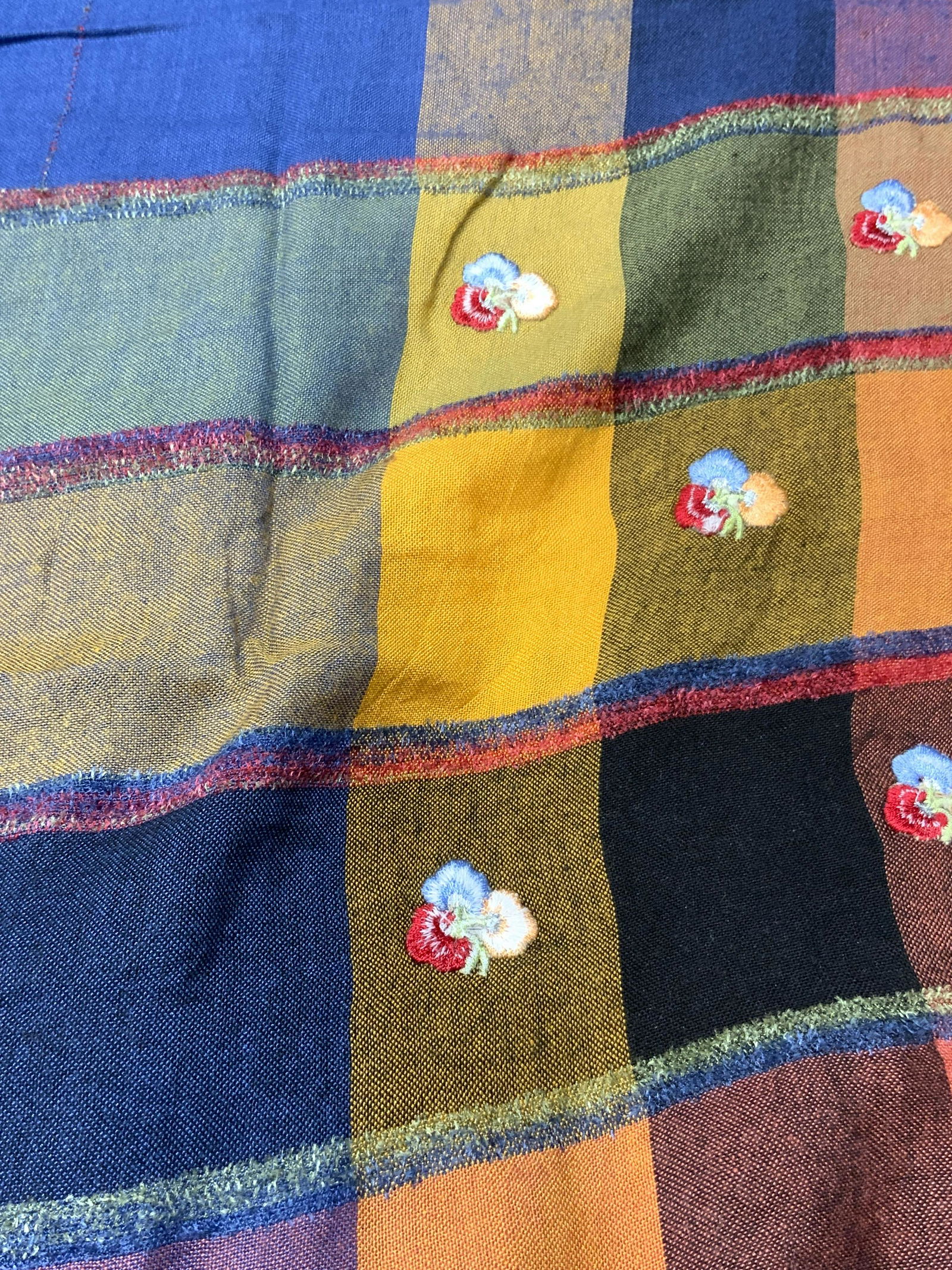 Plaid & Floral Embroidered Scarf (1 of 4)