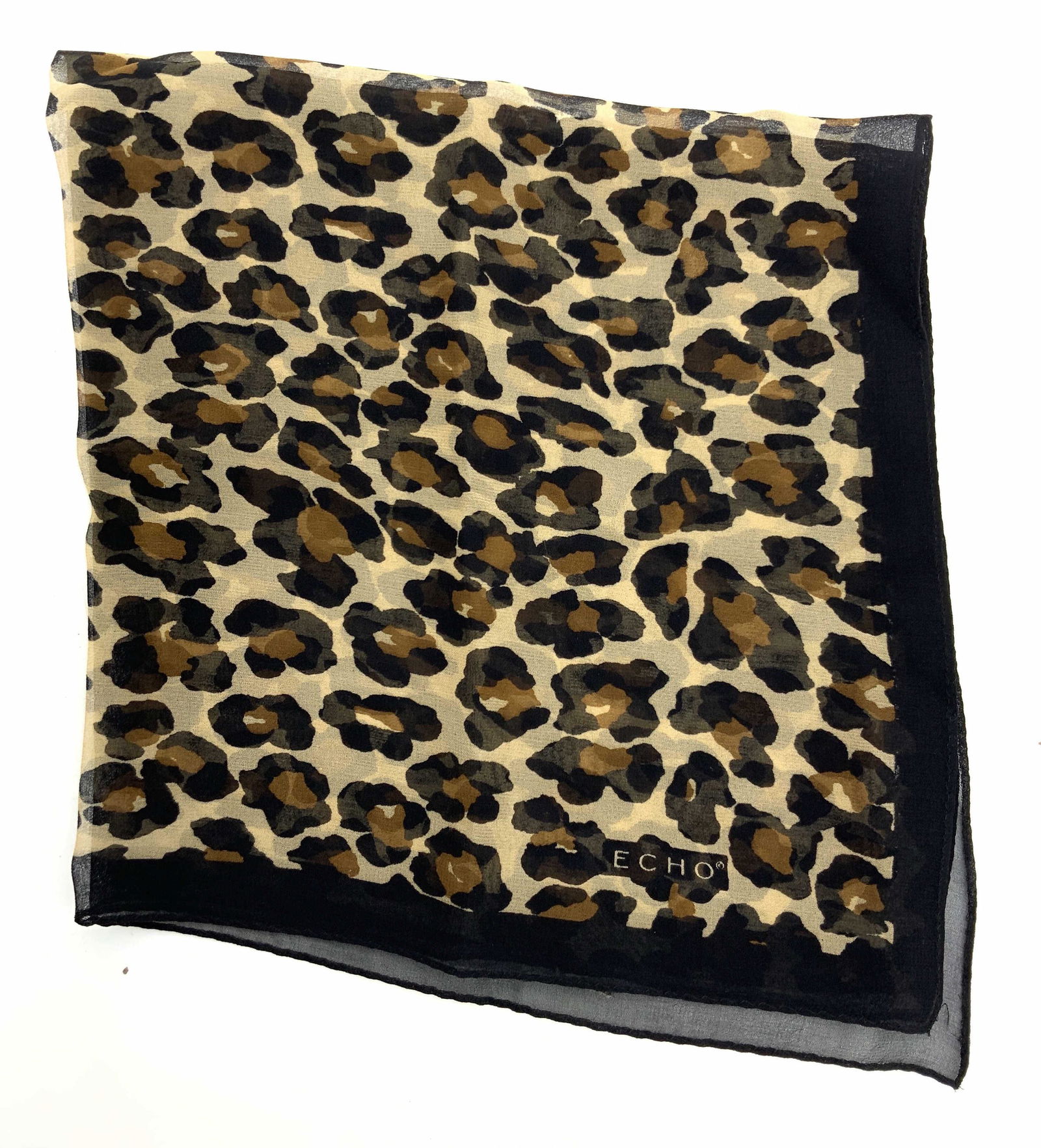 ECHO Hand Rolled Leopard Print Silk Scarf (1 of 5)