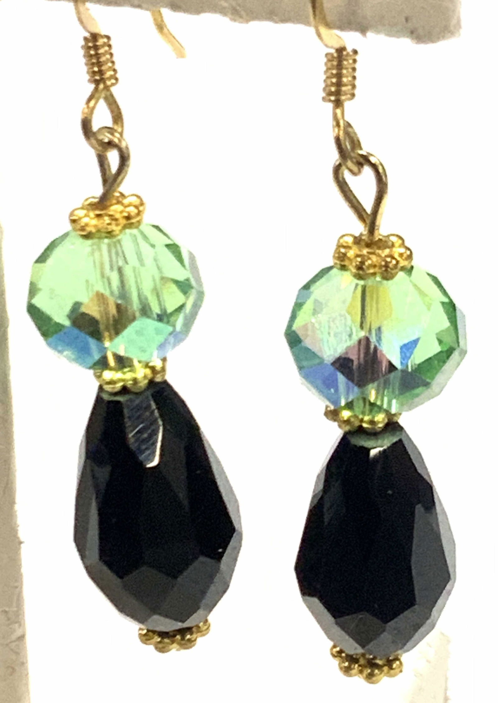 Vintage Gold Toned Beaded Dangle Earrings (1 of 6)