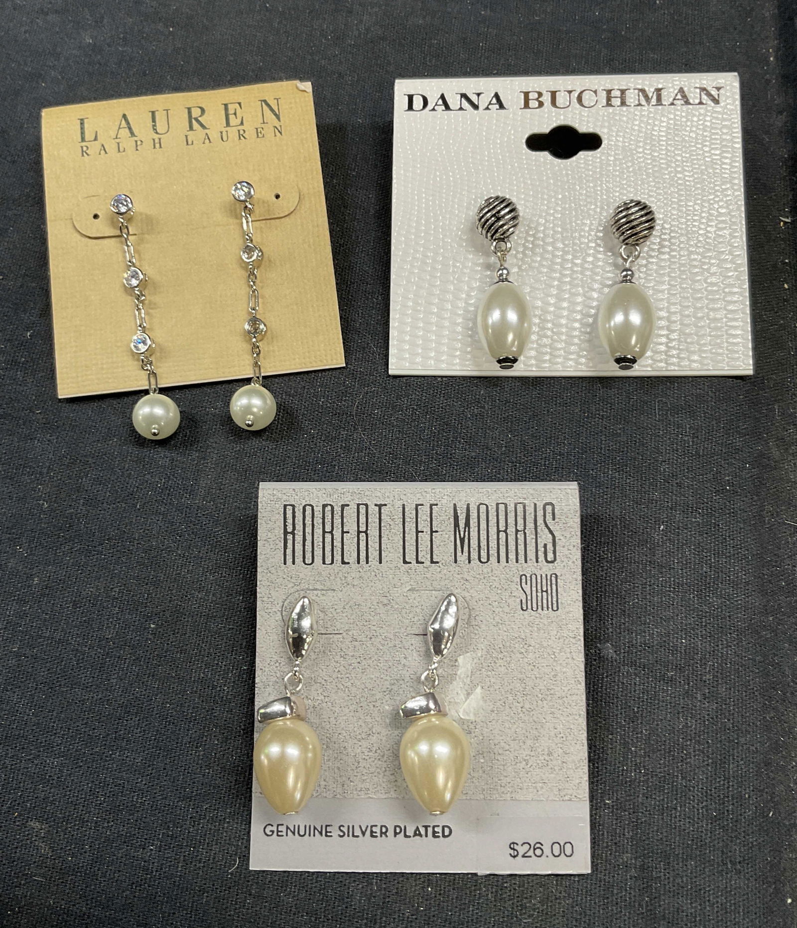 Lot 3 Earrings, Silver Plated, Ralph Lauren & More (1 of 5)