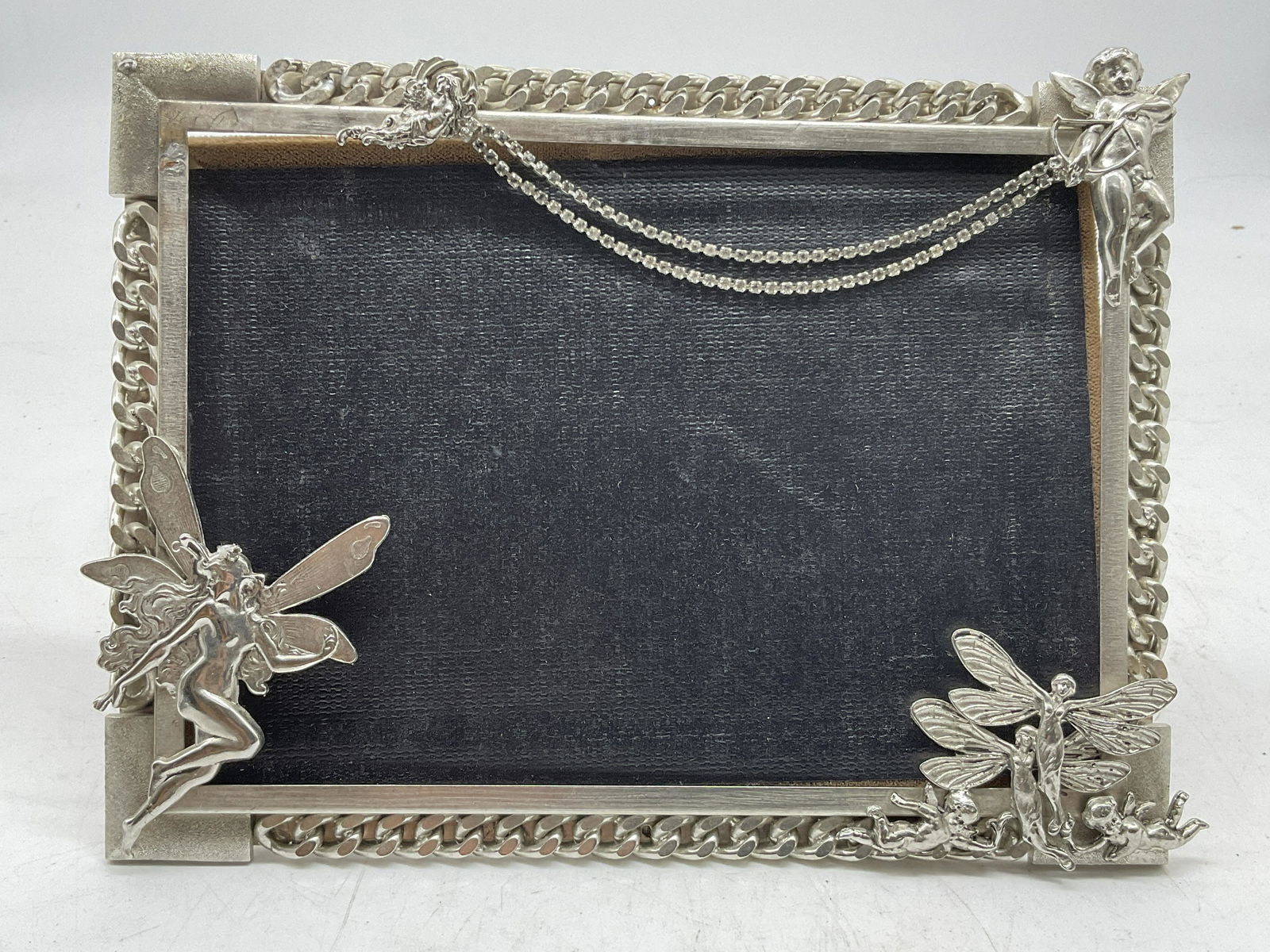 Silver Toned Easel Back Frame W Fairy Figurals (1 of 5)