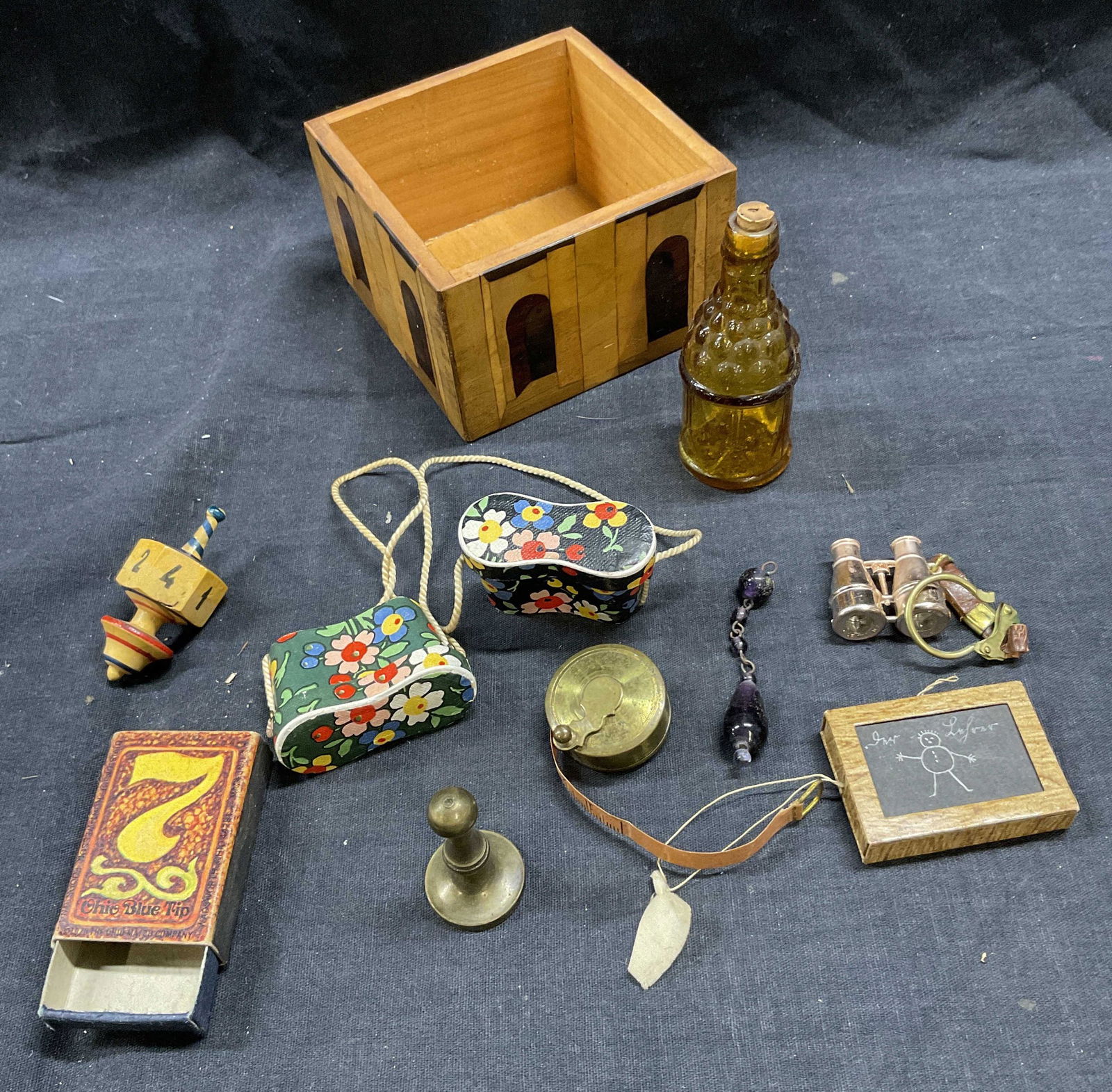 Wood Inlay Box of Miniature Collectibles (1 of 7)