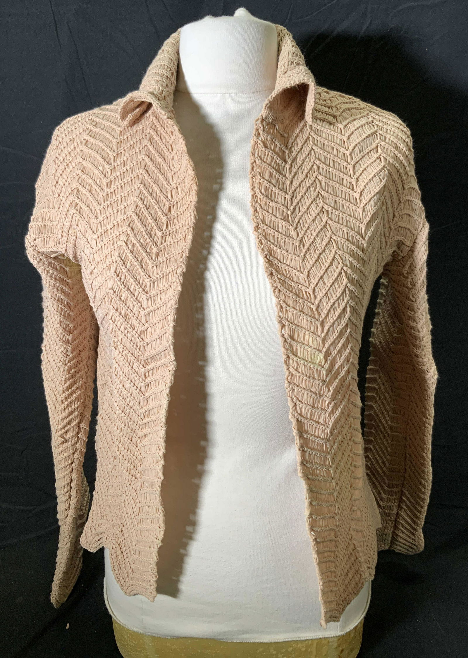 FUZZI Luxury Beige Crochet Open Jacket (1 of 5)