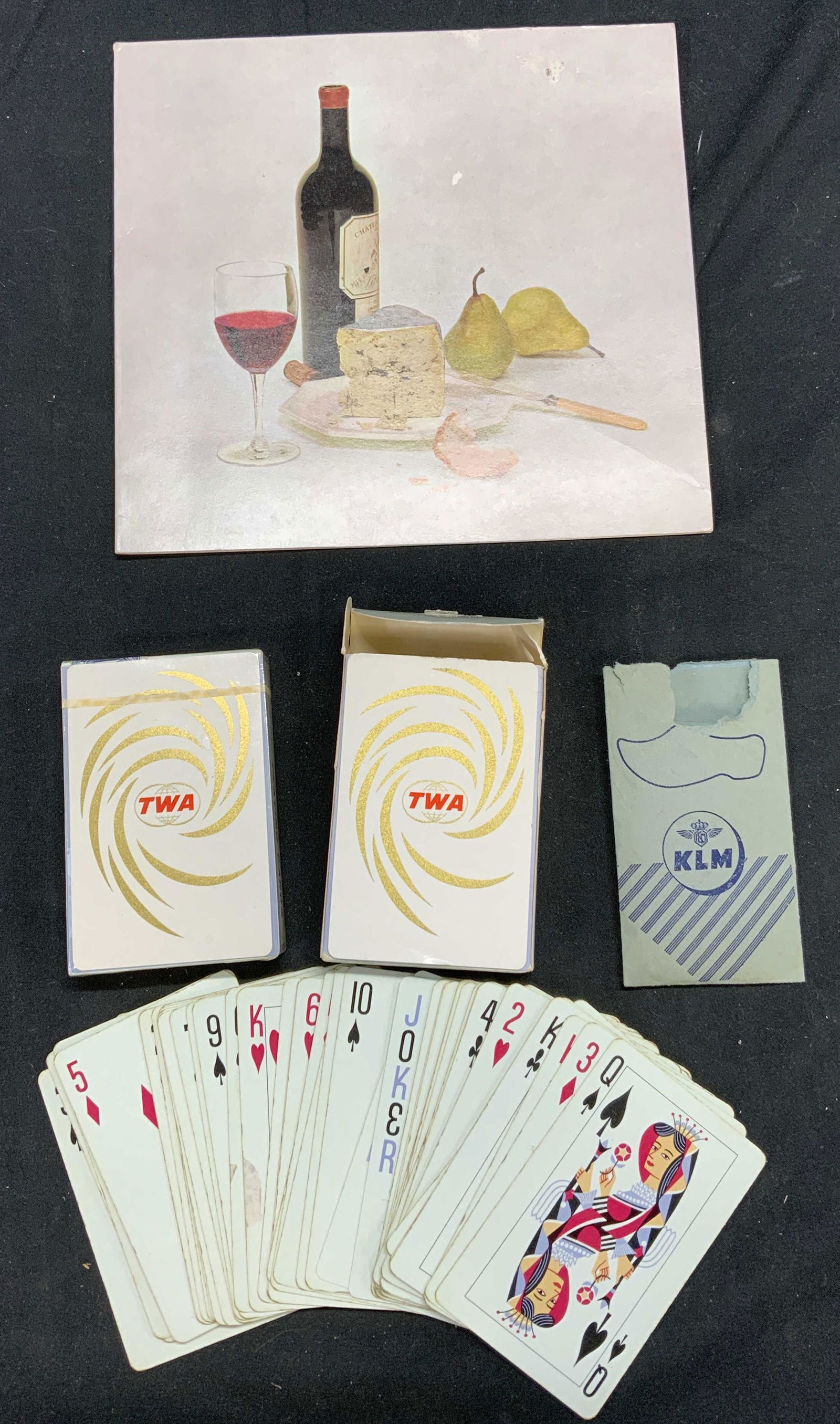 Lot 4 vintage TWA Playing Cards, Menu, Puzzle Game (1 of 5)