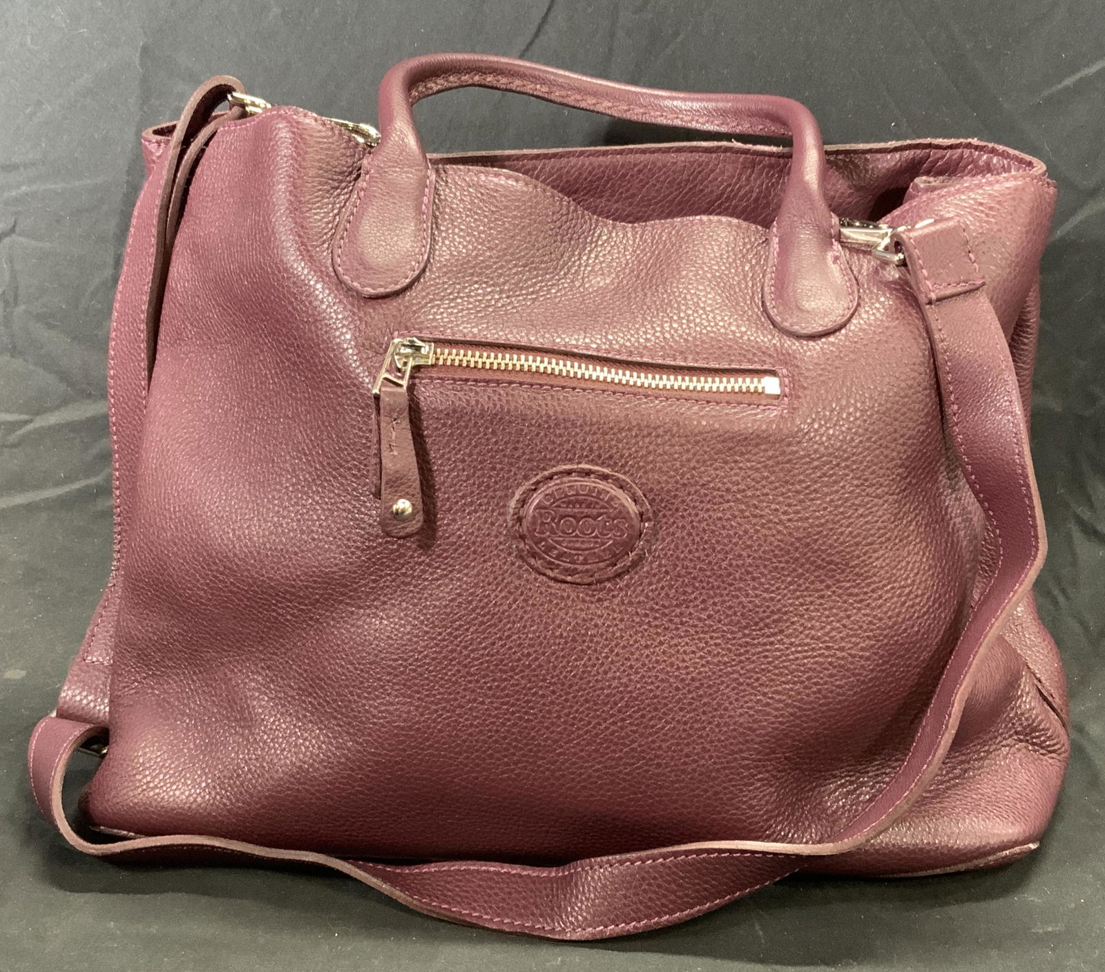 ROOTS Purple Leather Handbag (1 of 7)