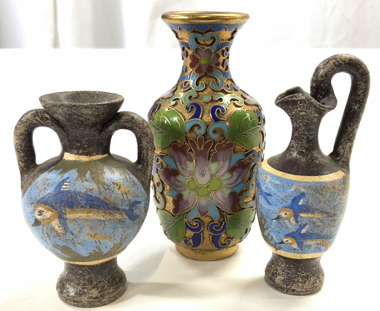 Lot 3 Ceramic & Cloisonne Bud Vases (1 of 7)