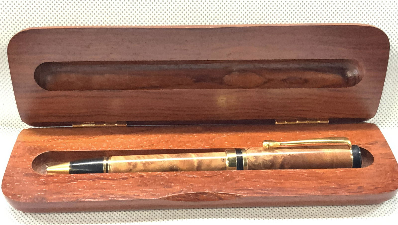 Vintage Ballpoint Pen W Polished Wood Case (1 of 7)