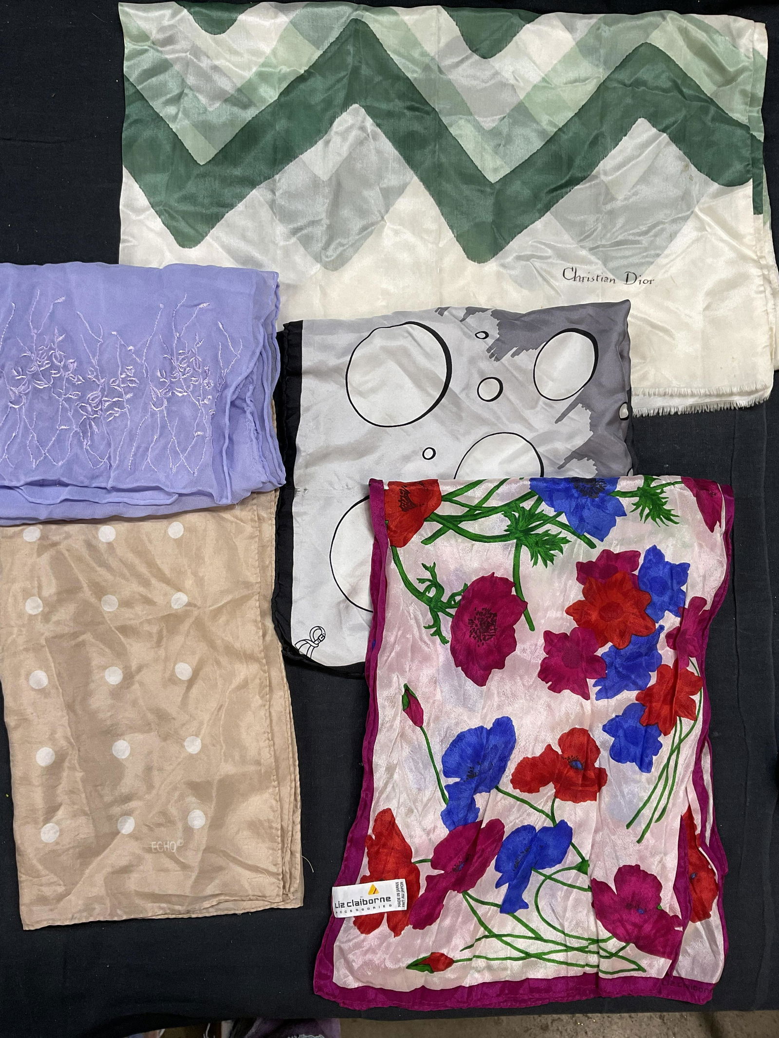 Lot 5 Silk Hand Rolled Scarves (1 of 9)