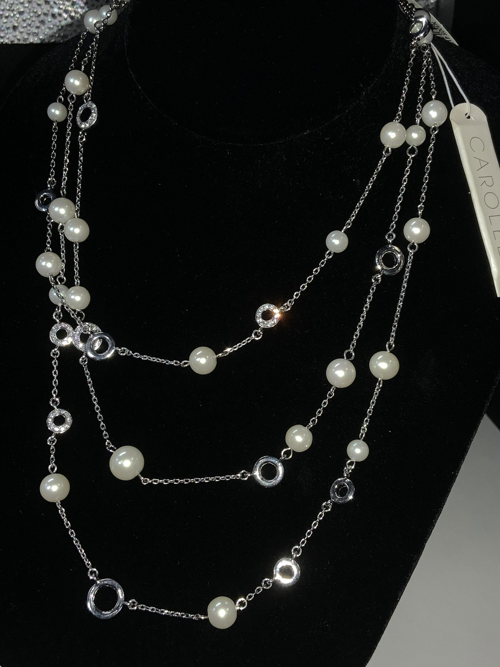 CAROLEE NWT Pearlescent Silver Tone Chain Necklace (1 of 4)