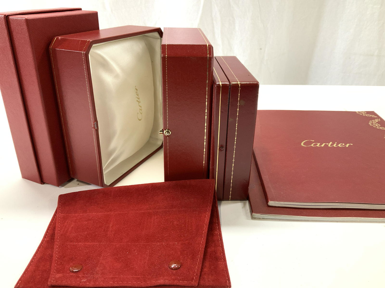 Lot 7 CARTIER Vtg Gift Boxes, Pouch, Catalog Books (1 of 9)