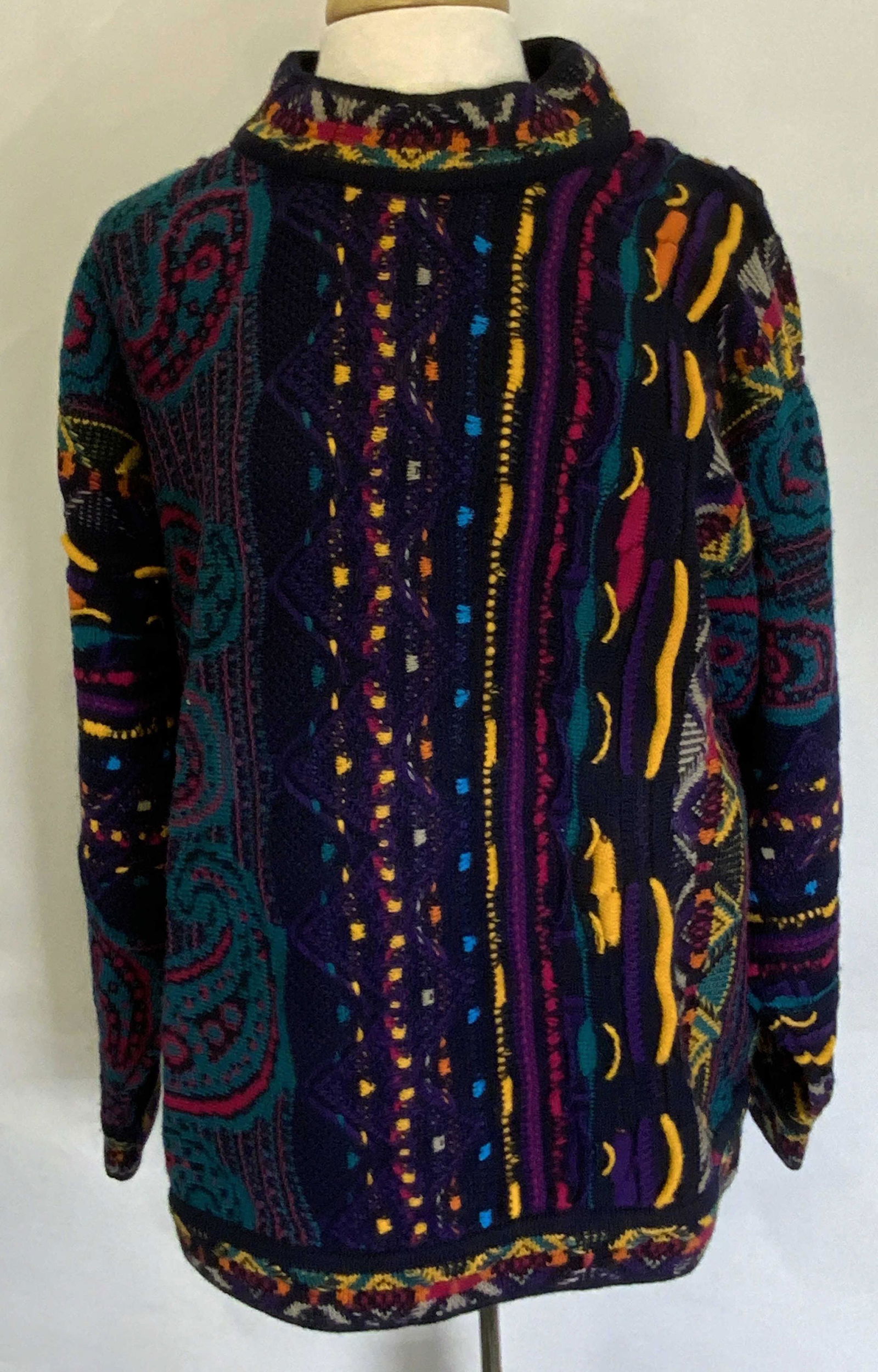 Vintage COOGI Multi Abstract Mock Neck Sweater (1 of 4)