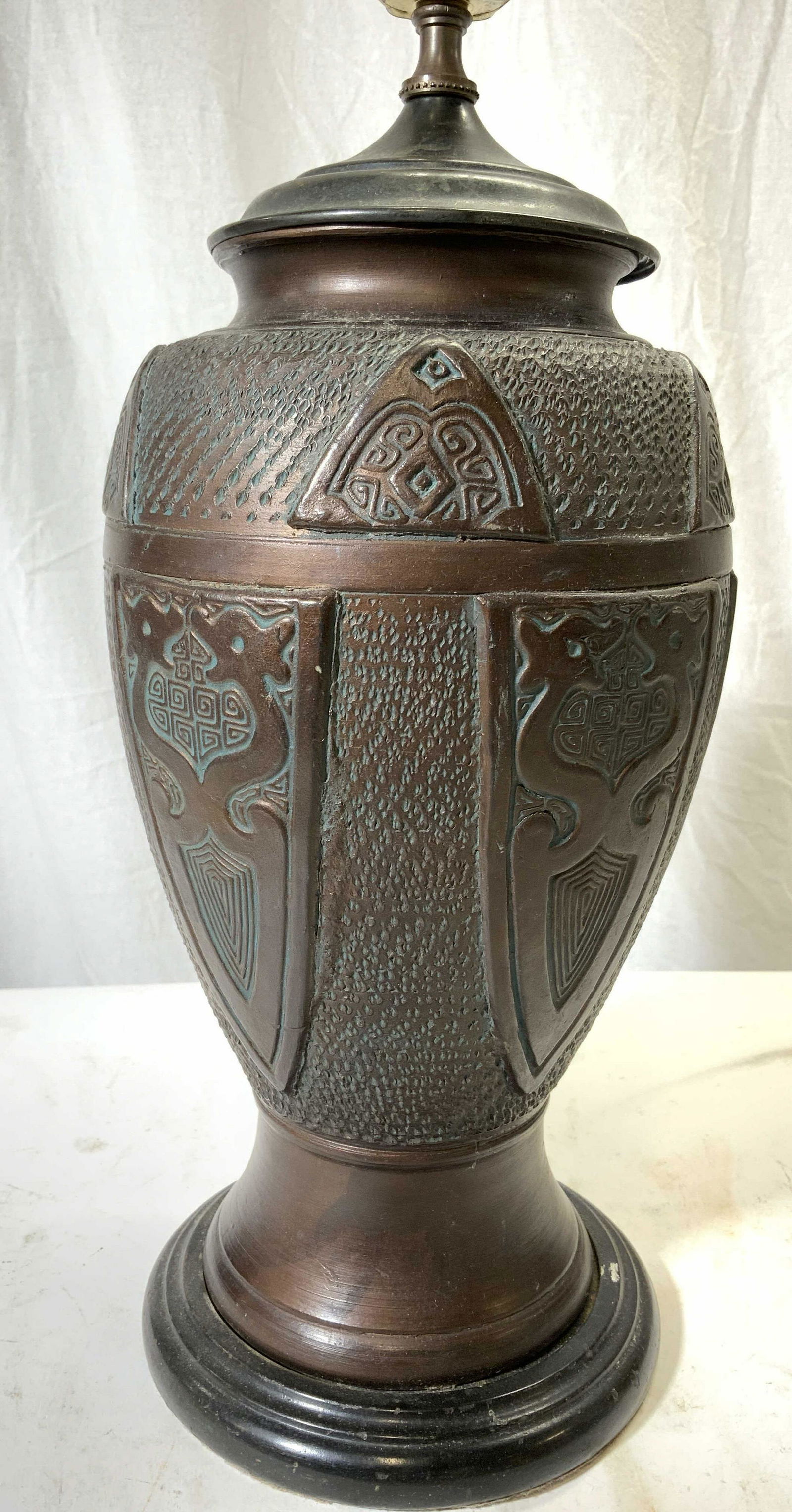 Vintage Bronze Toned Ceramic Lamp (1 of 8)