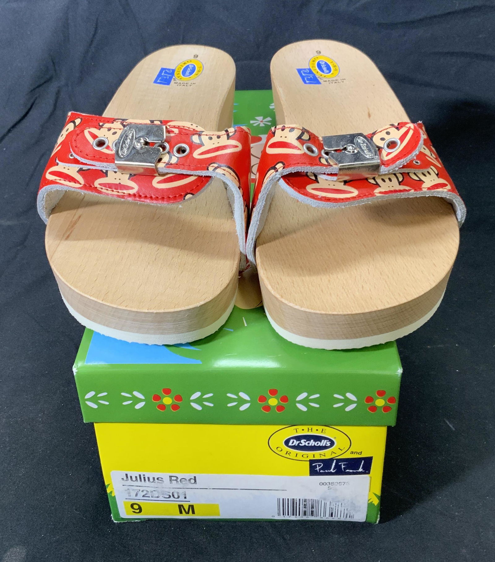 PAUL FRANK Ltd Edt Red Wood Clogs NIB Sz 9 (1 of 5)
