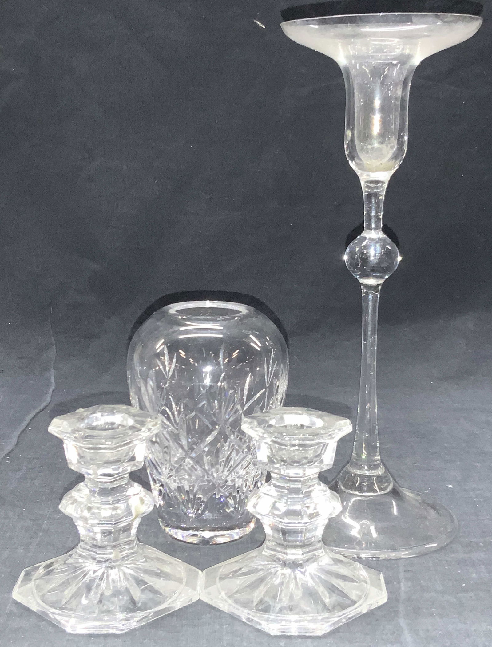 Lot 4 Cut Glass Candle Holders & Vessels (1 of 11)