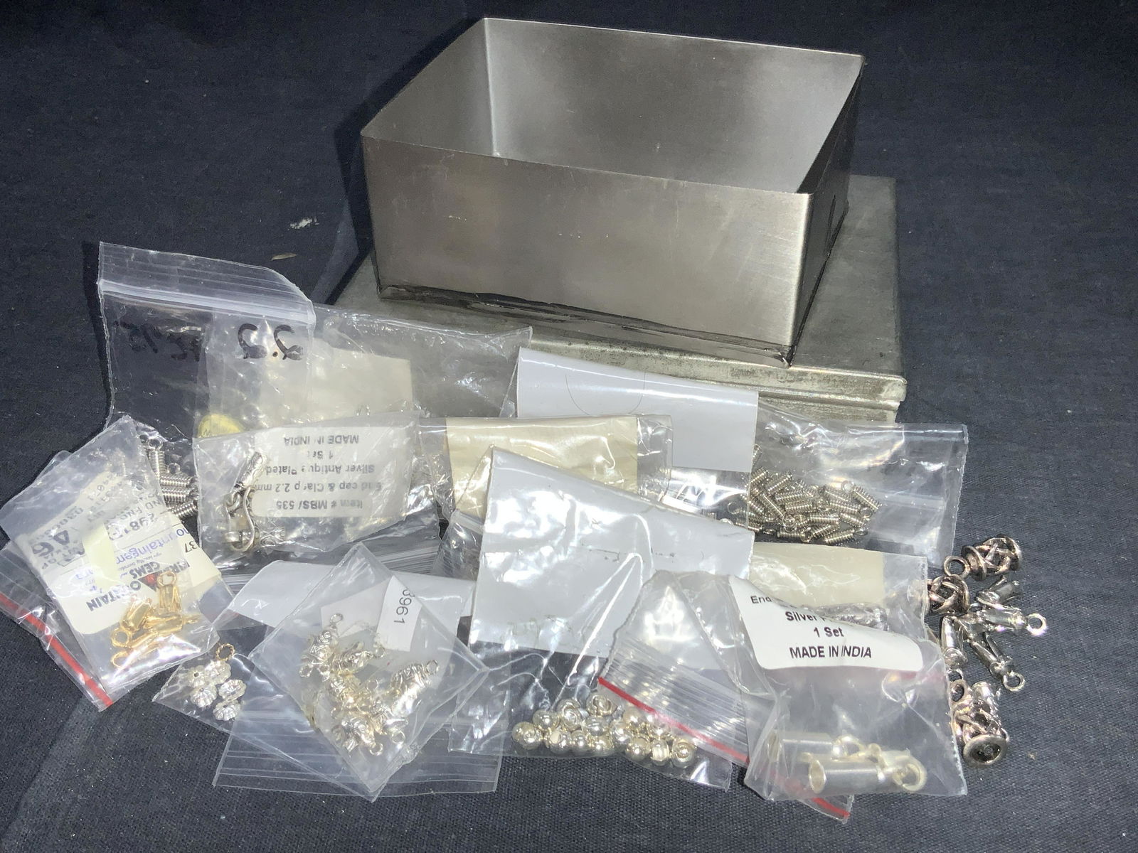 Jewelry Making Lot W White Metal Tins (1 of 11)