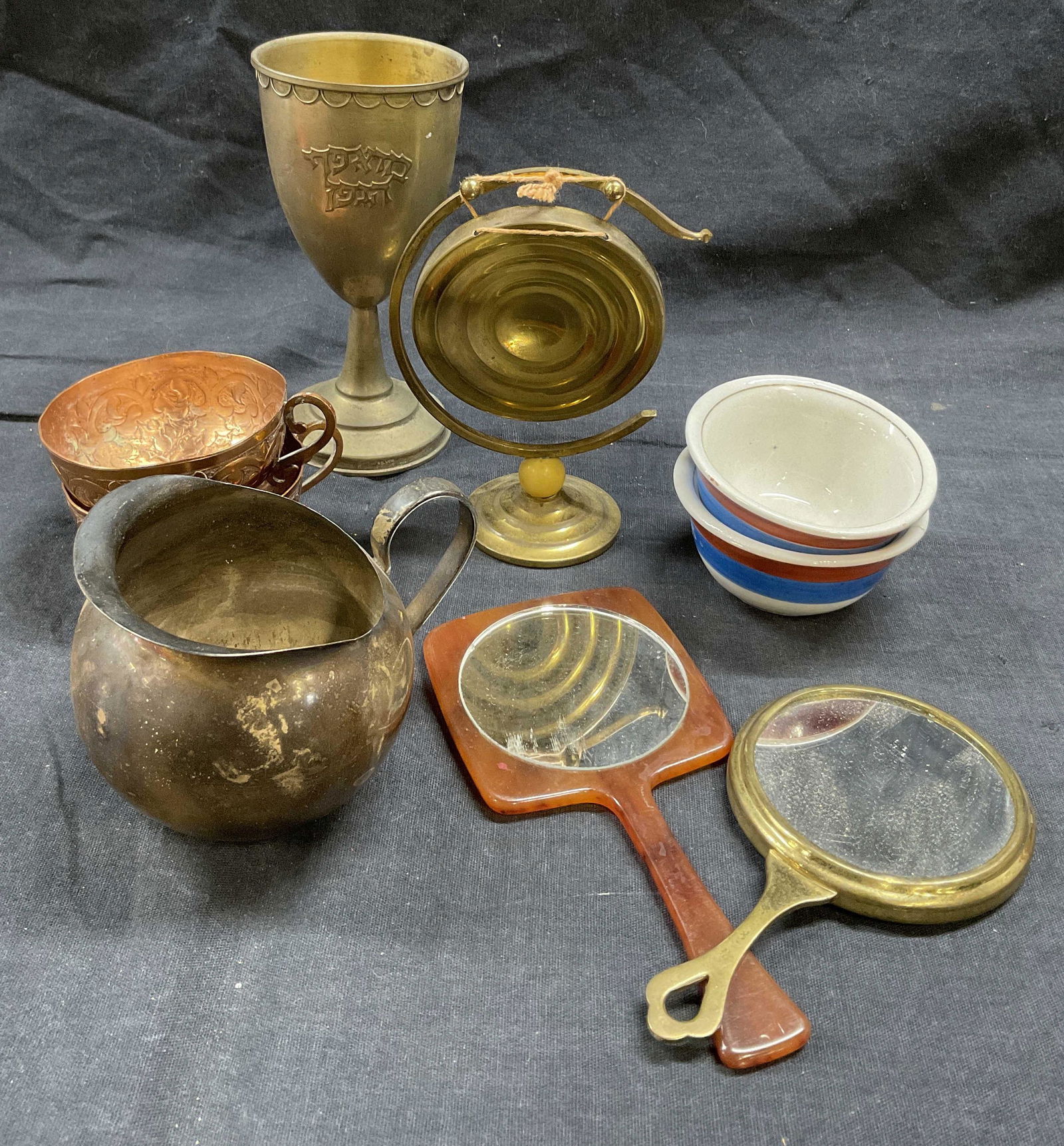 Lot Metal, Porcelain, Sterling Tabletop Wares (1 of 8)
