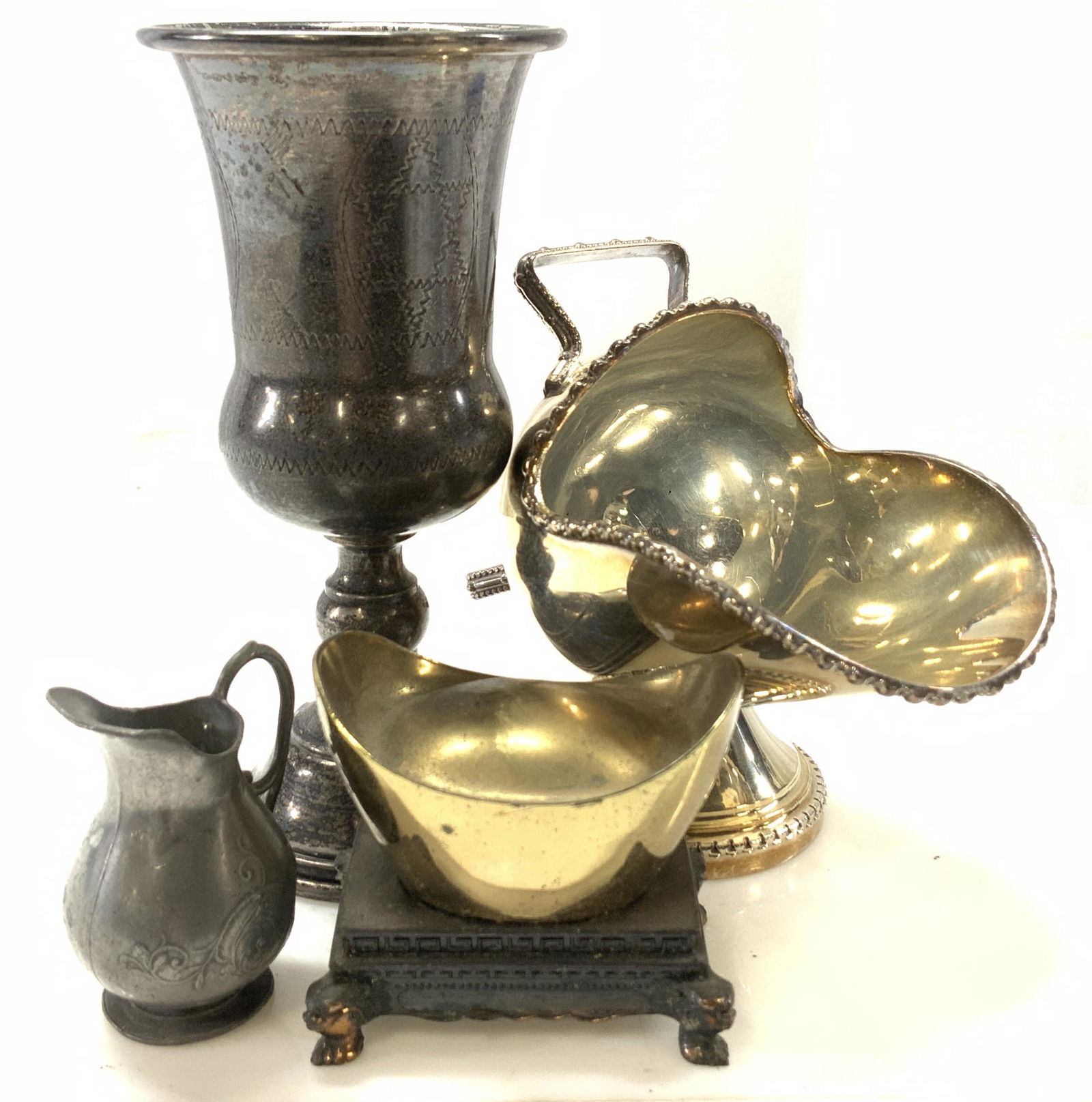 Lot4 Sterling Chalice, S. Plate Scuttle, Ingot (1 of 8)