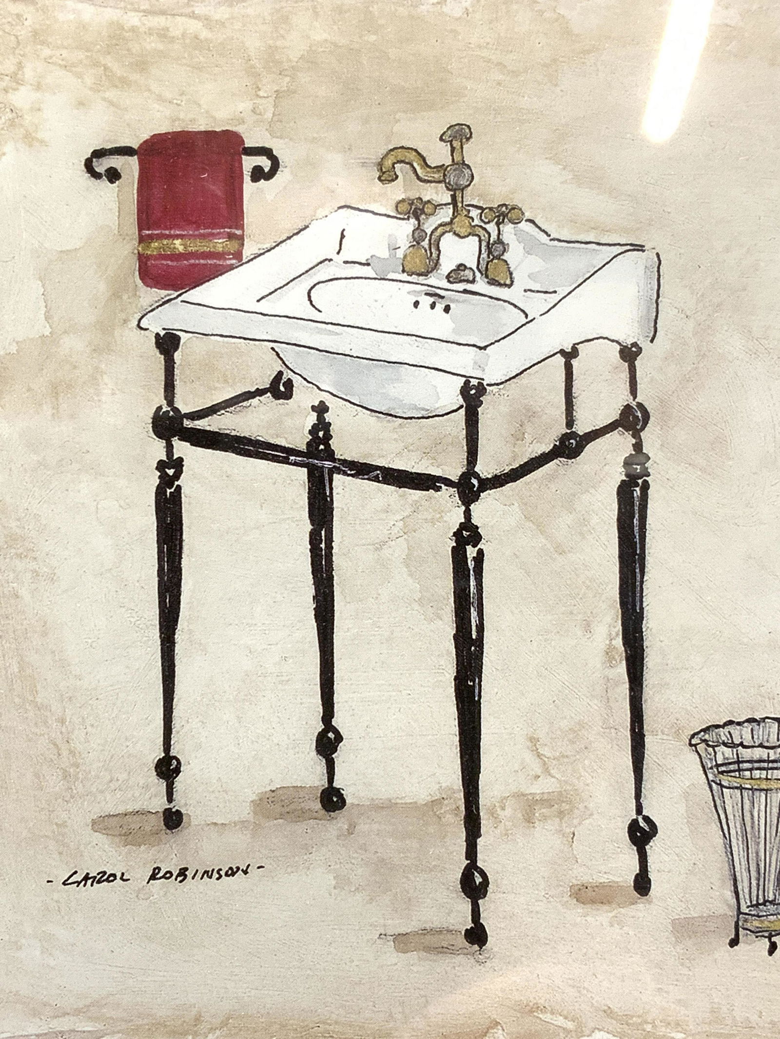 CAROL ROBINSON Bathroom Sink Lithograph (1 of 4)