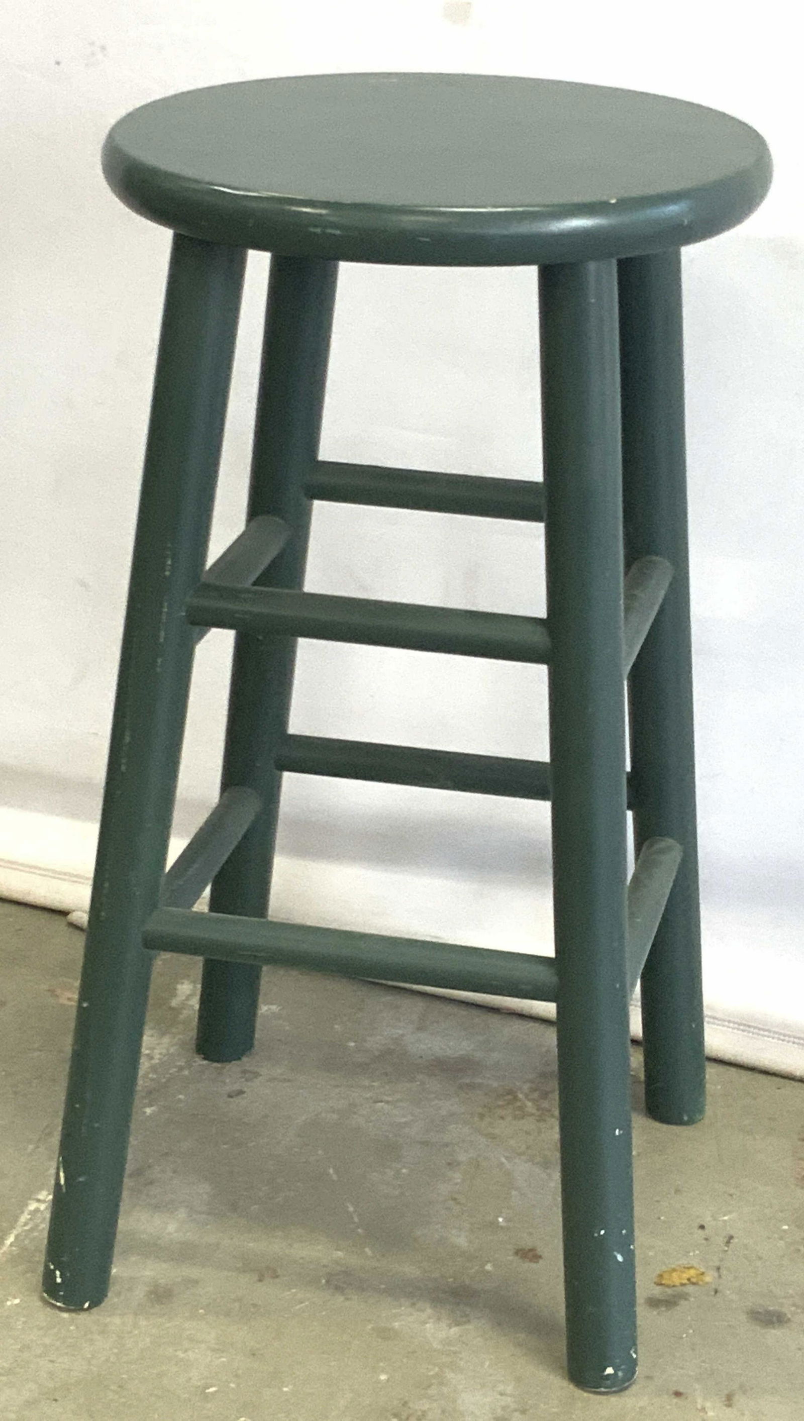 Vintage Green Painted Wooden Stool (1 of 7)