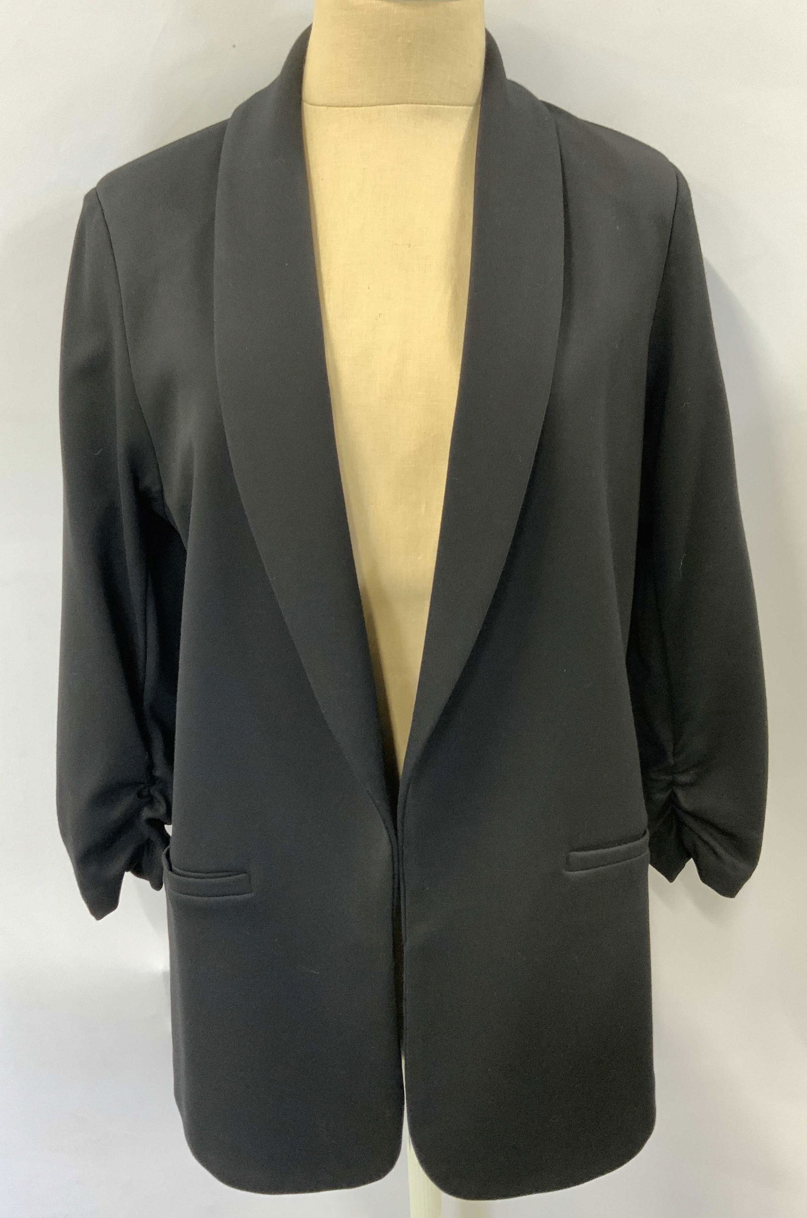 LISETTE L Black Ruched Sleeve Blazer (1 of 4)