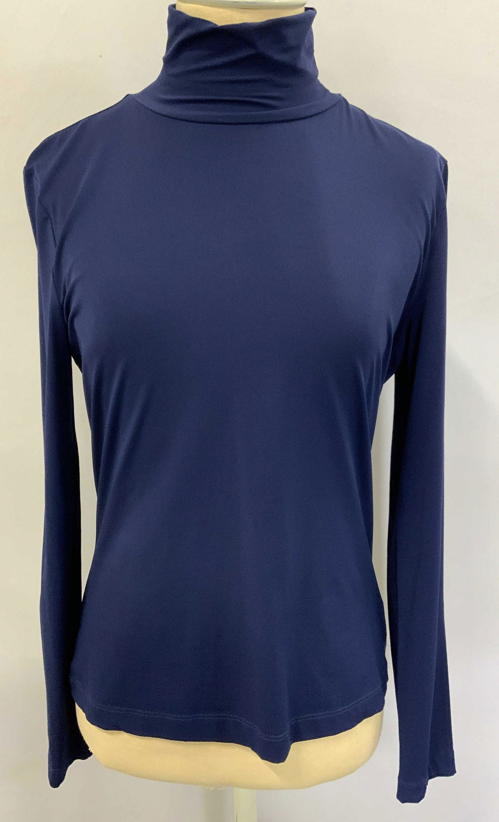 ST JOHN Blue Stretch Ling Sleeve Turtleneck (1 of 4)
