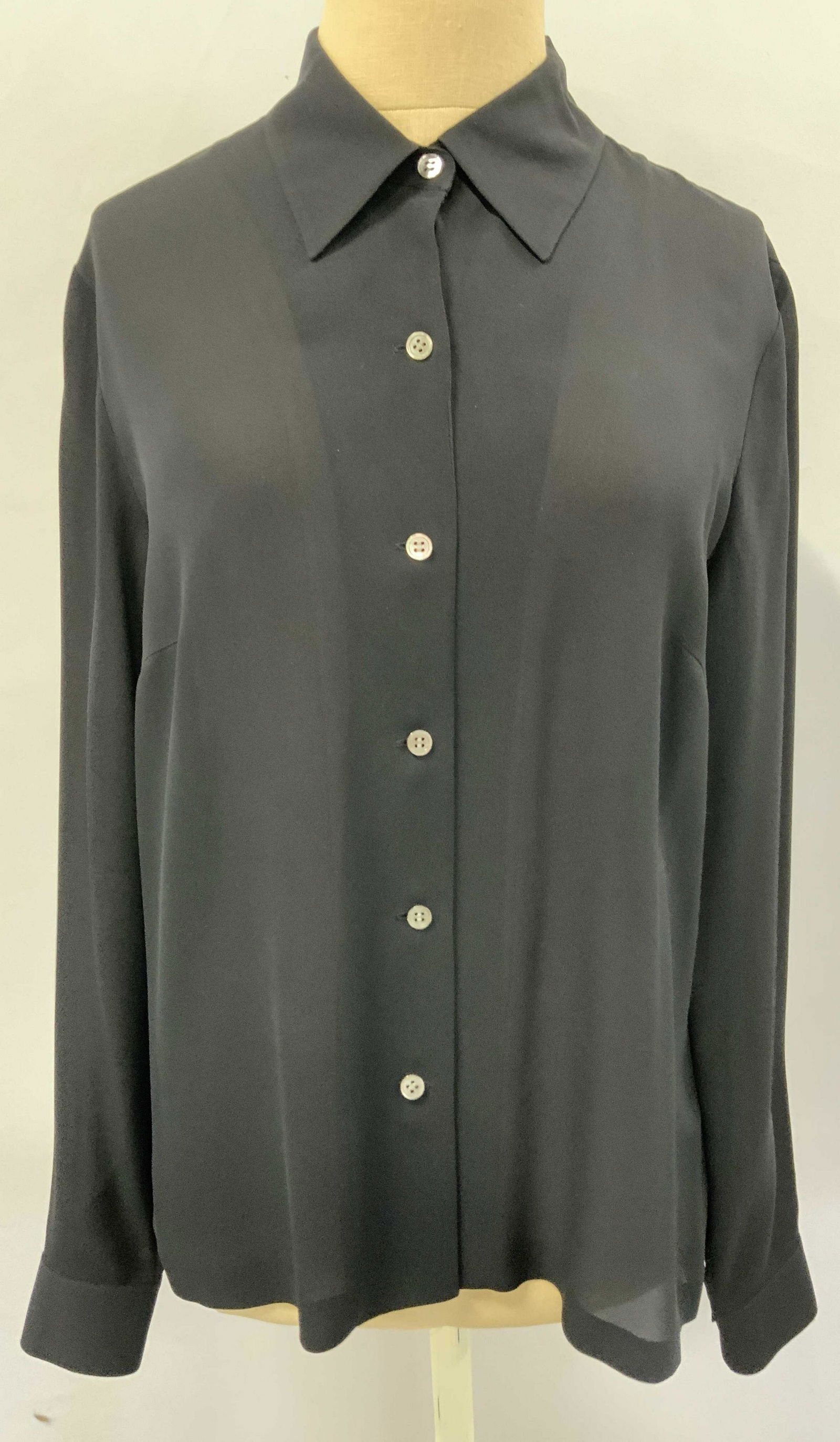 SUTTON STUDIO Black Silk Button Up Shirt (1 of 4)