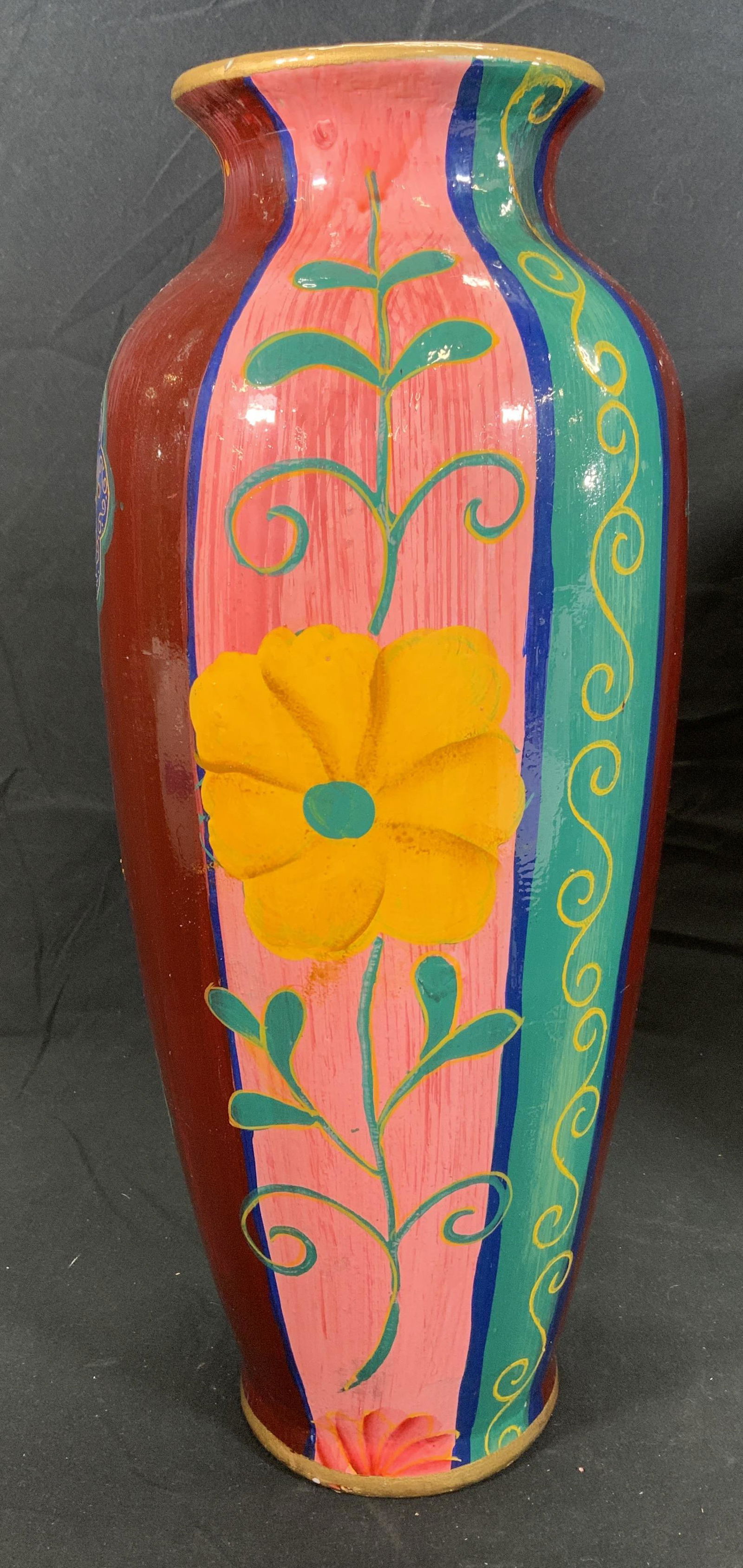 Vintage Hand Painted Floral Ceramic Vase (1 of 4)