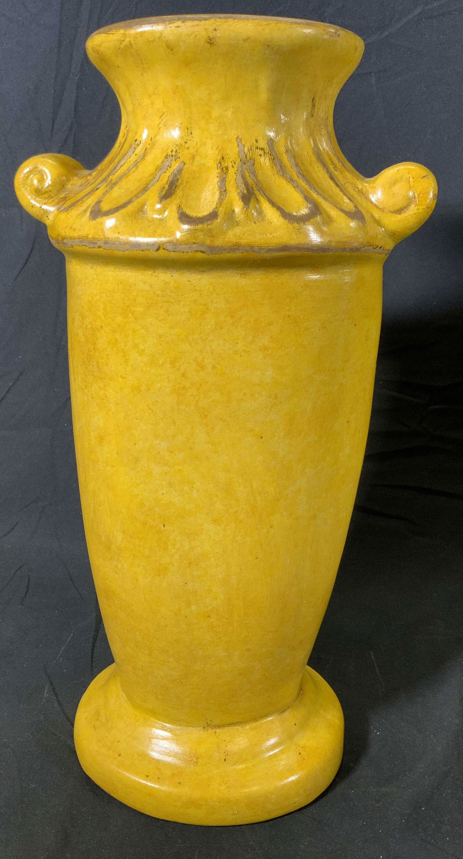 Vintage Yellow Tall Ceramic Vessel, Mexico (1 of 4)