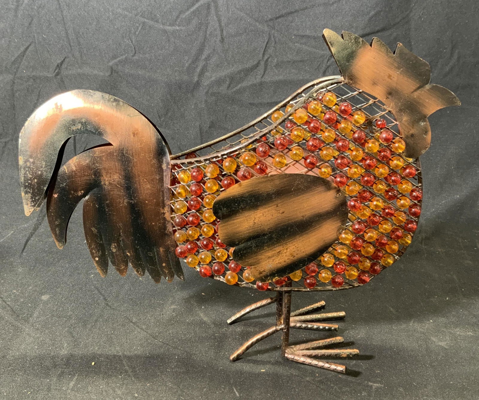 Vintage Beaded Metal Rooster Sculpture (1 of 5)