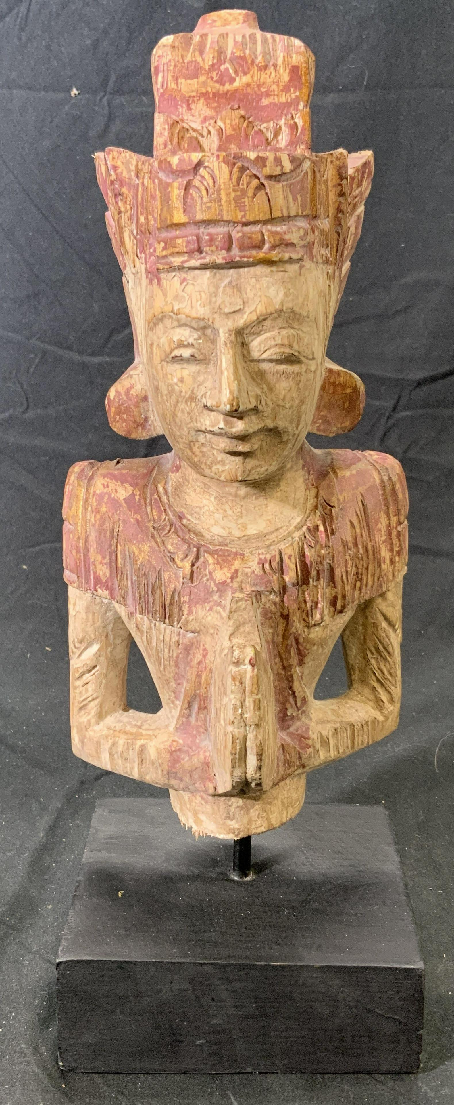Carved Wood Asian Figural Sculpture (1 of 5)