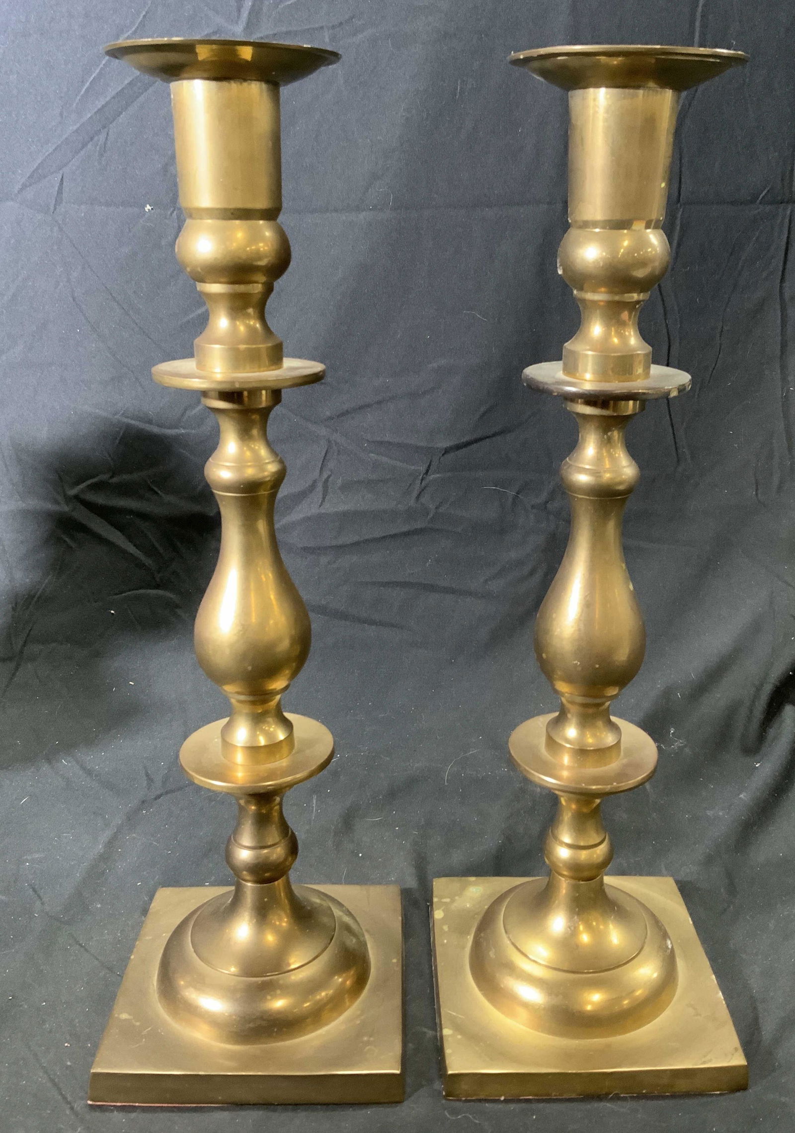 Pair Tall Vintage Brass Candlesticks (1 of 4)