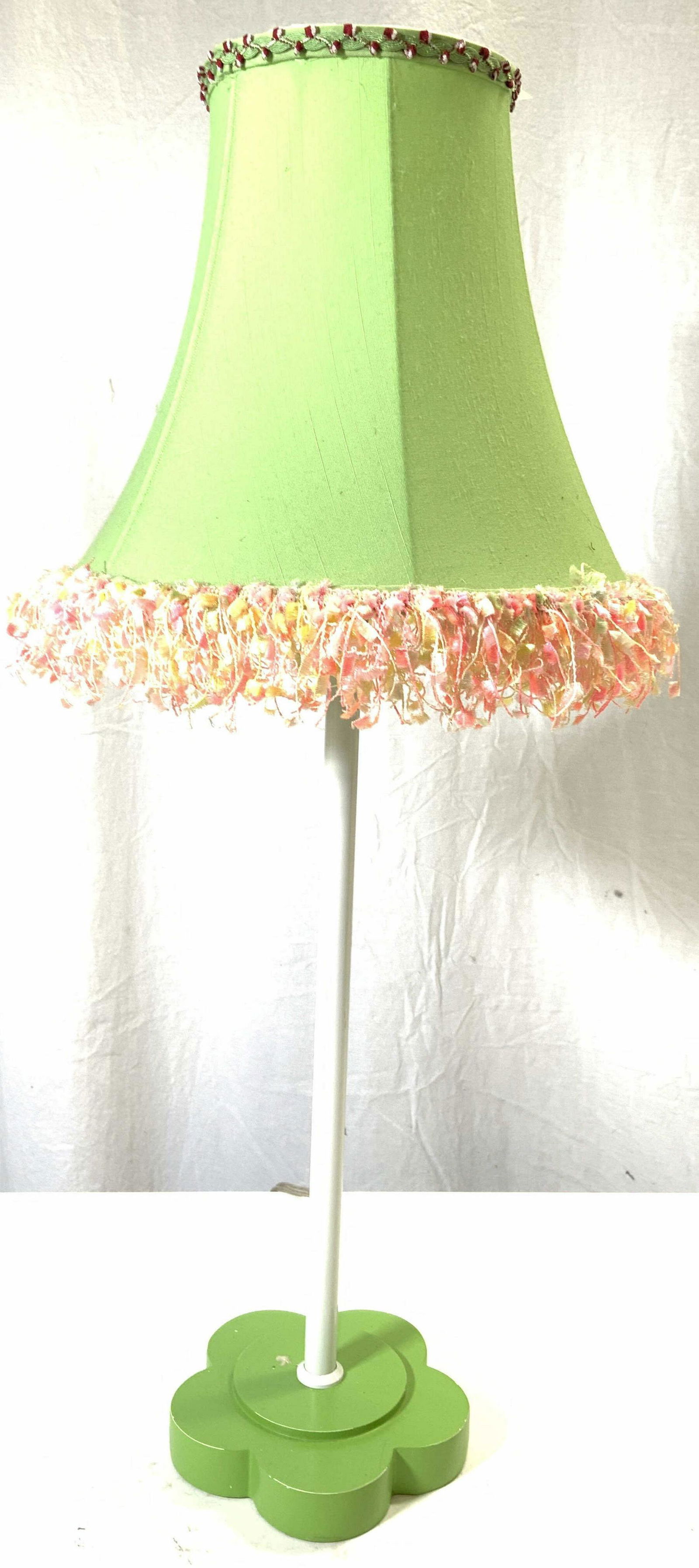 Table Lamp W Floral Base & Green Shade (1 of 7)