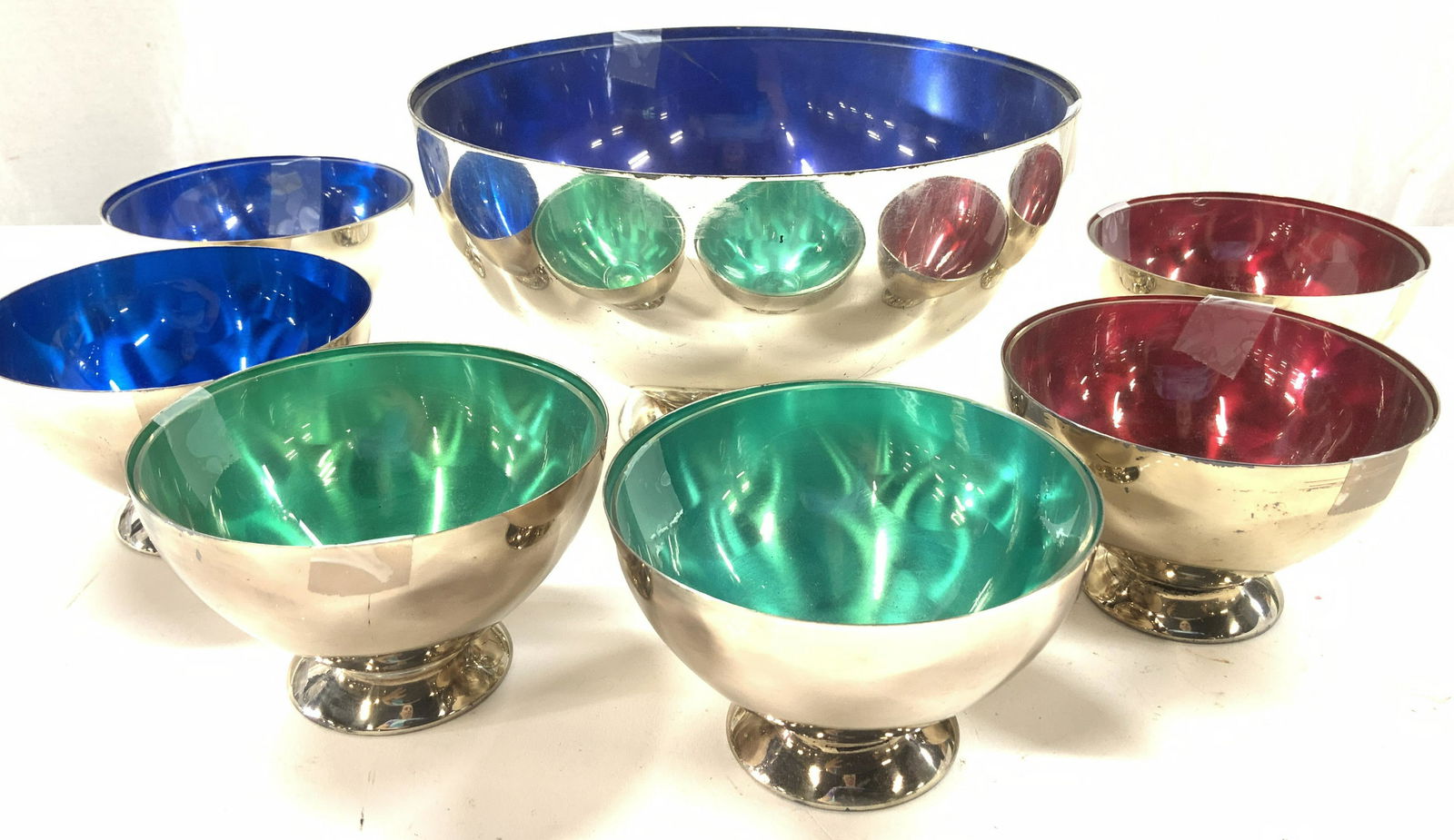 MCM Chrome Footed Punch Bowl set 7 , W Germany (1 of 8)