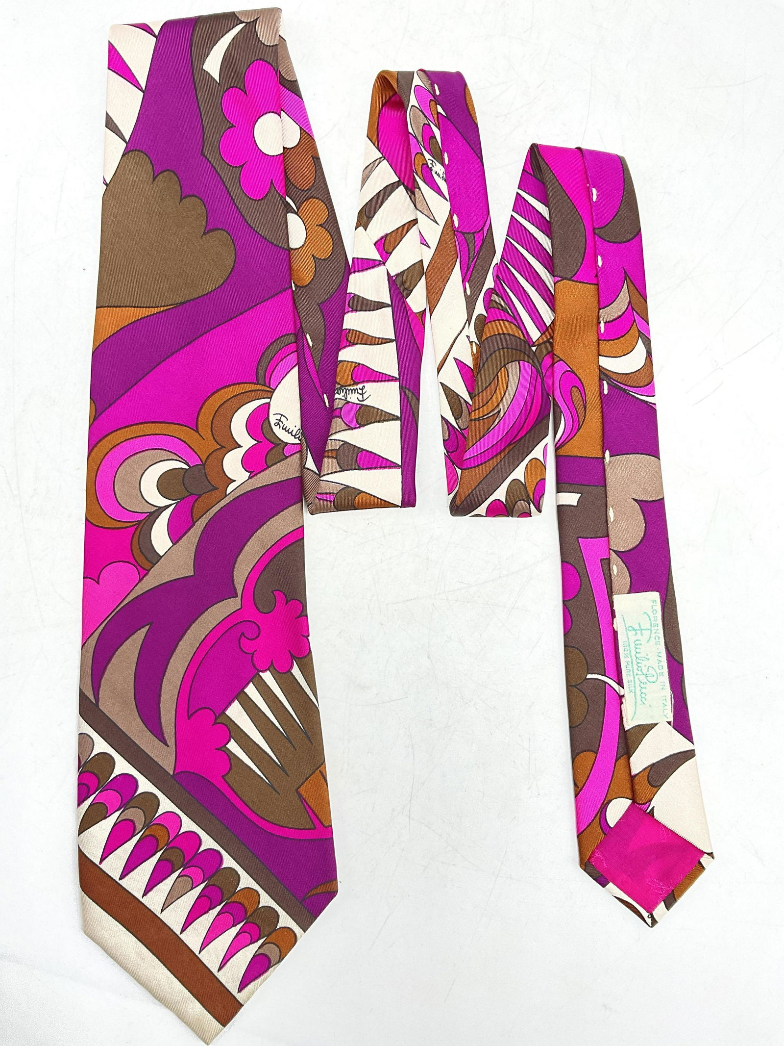 Silk Emilio Pucci Floral Detailed Tie, Italy (1 of 4)