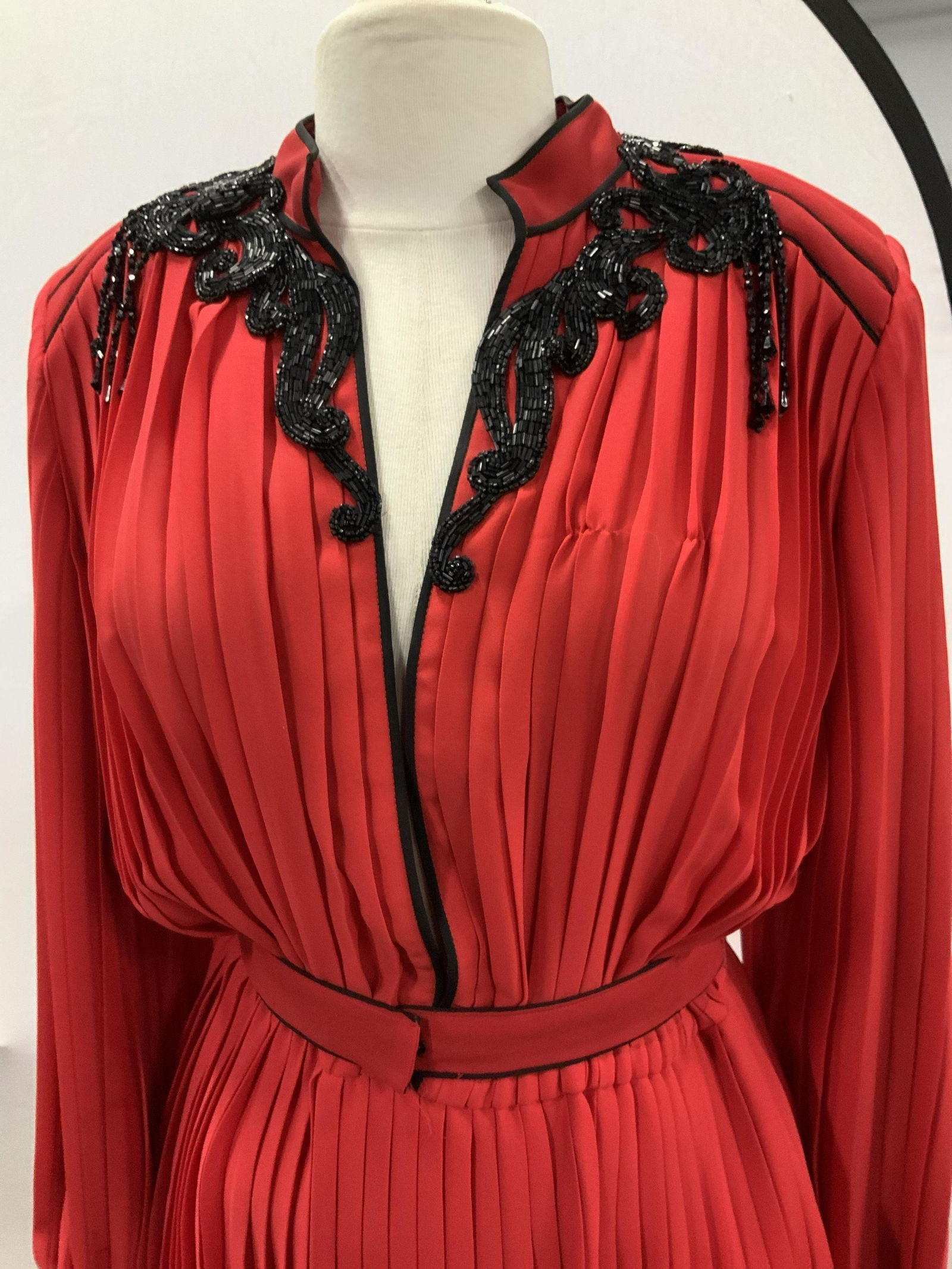 Marion MAGED Vintage Long Pleated Dress w Beads (1 of 8)