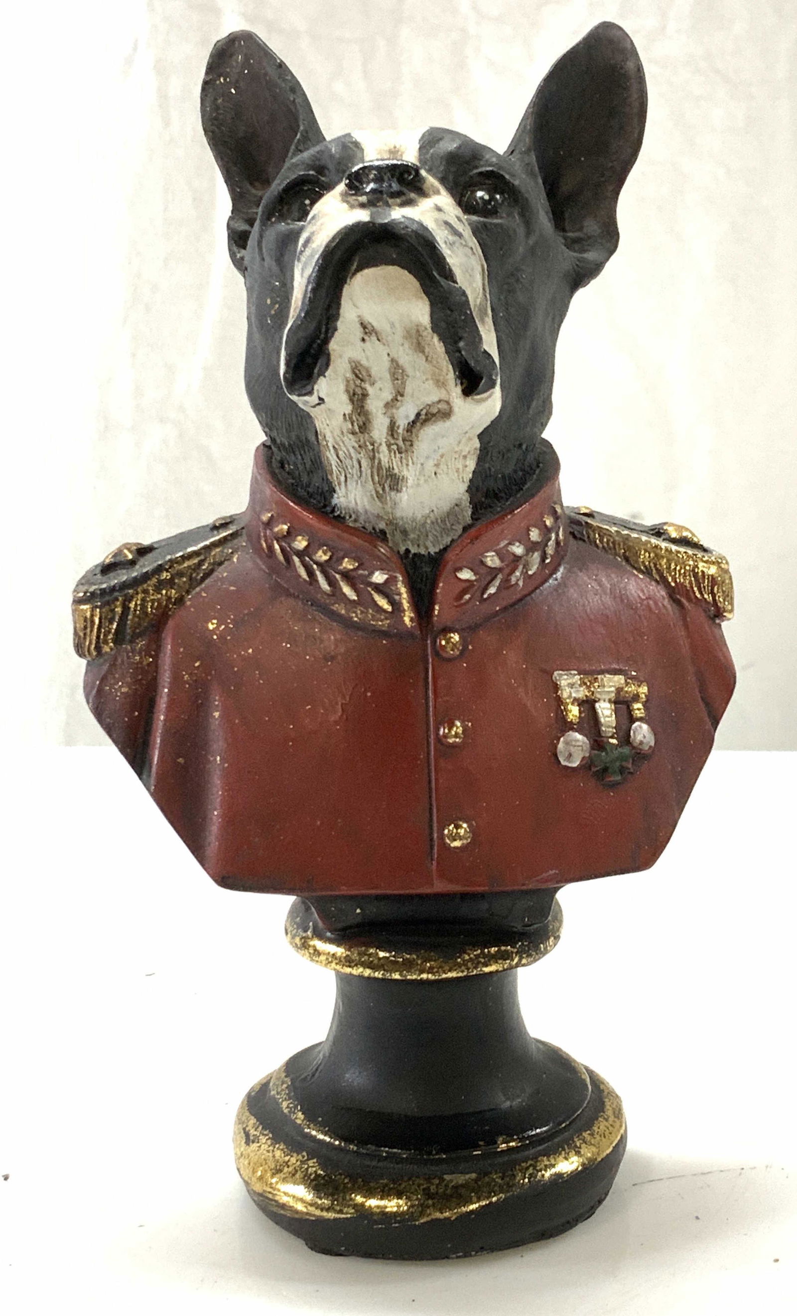 French Bulldog in Military Jacket Footed Bust (1 of 6)