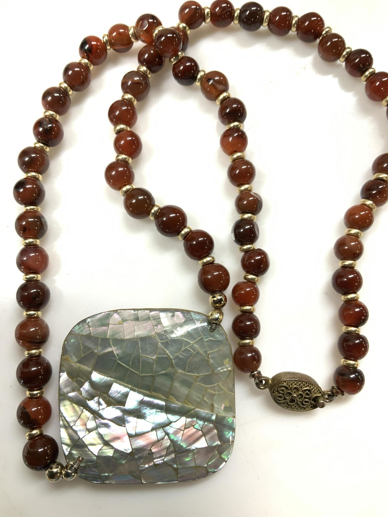 Hand Beaded Natural Stone And MOP Necklace (1 of 5)