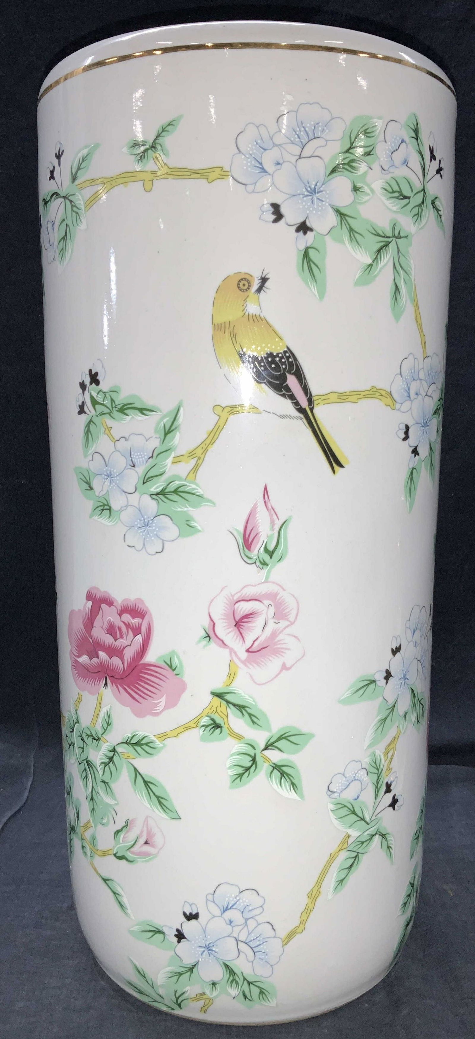 Vintage Painted Ceramic Floor Vessel Umbrella Stand (1 of 10)