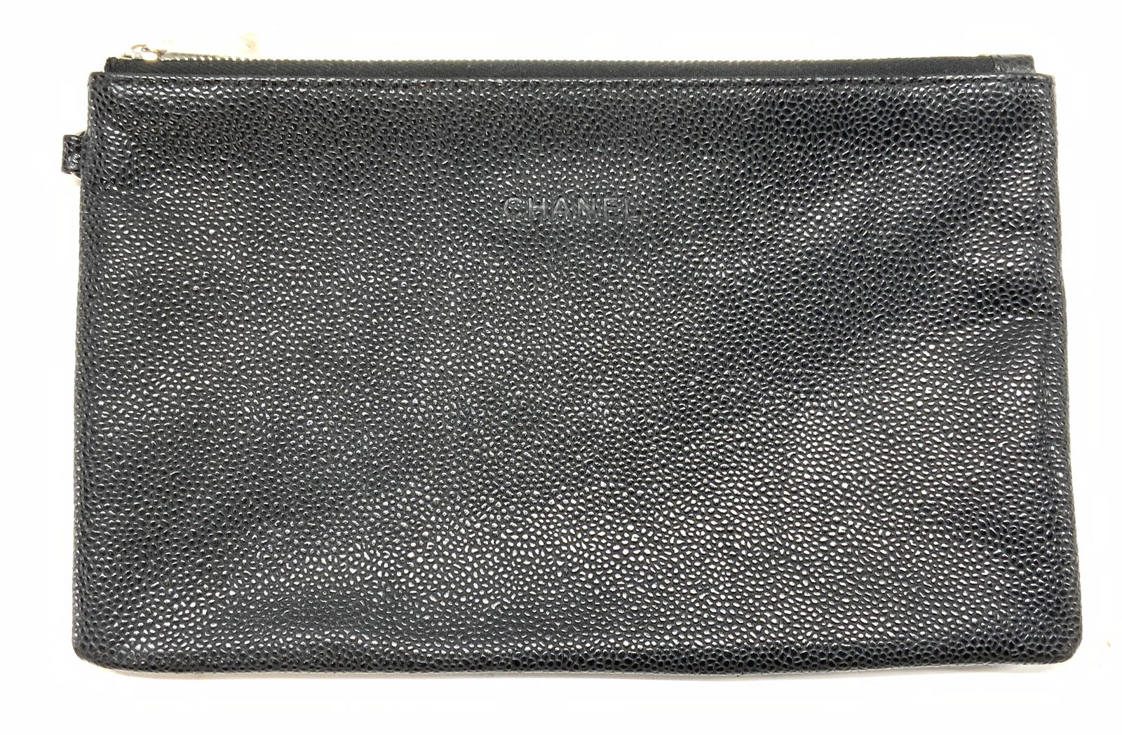CHANEL Black Leather Zippered Pouch (1 of 4)