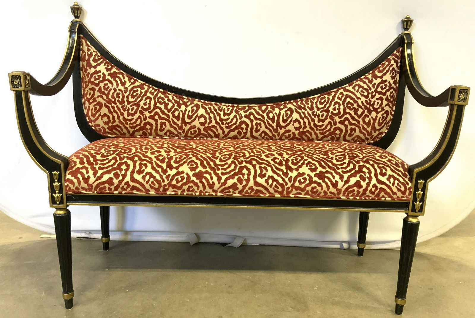 Hollywood Regency Style Upholstered Wooden Bench (1 of 10)