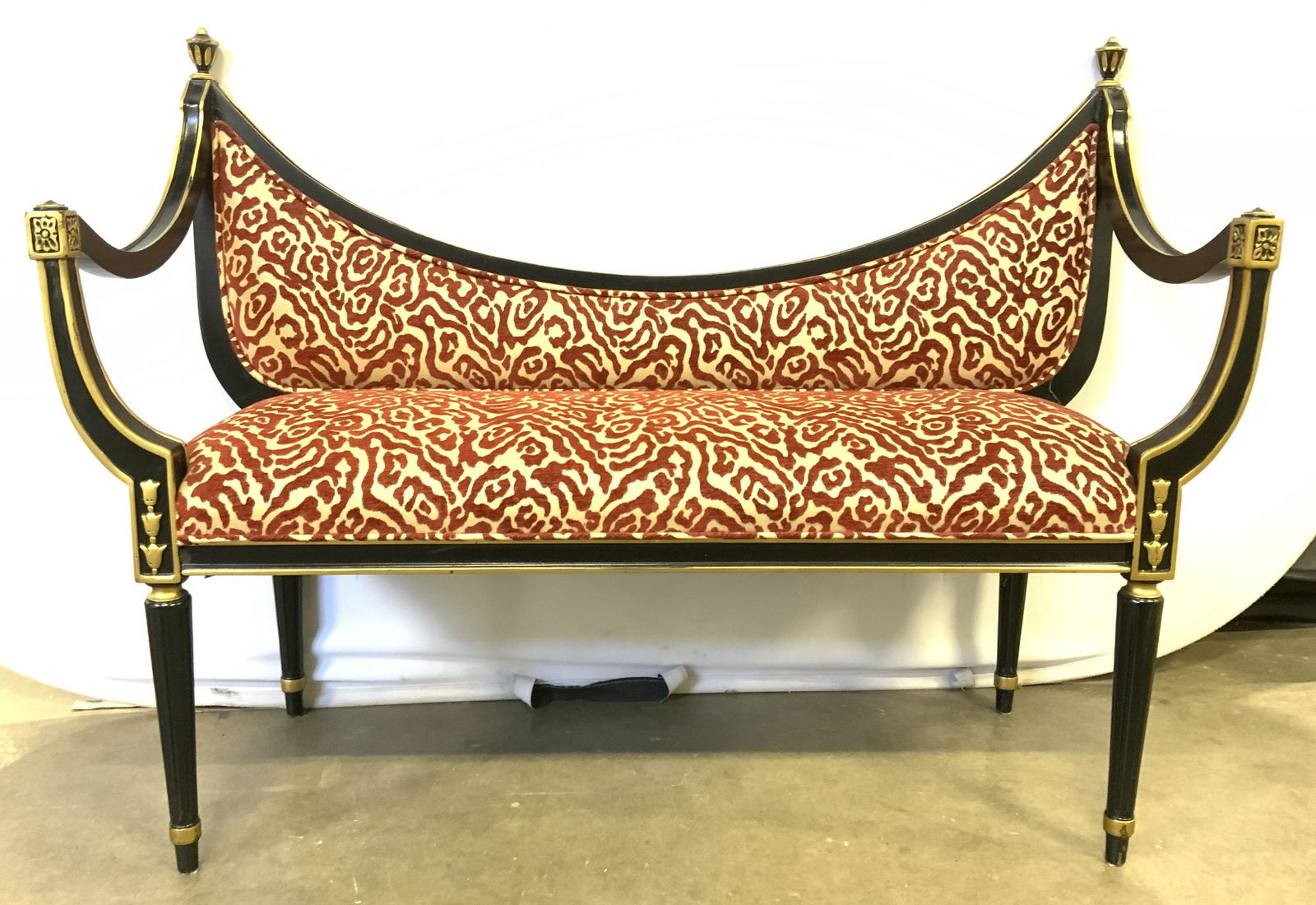 Hollywood Regency Style Upholstered Wooden Bench (1 of 12)