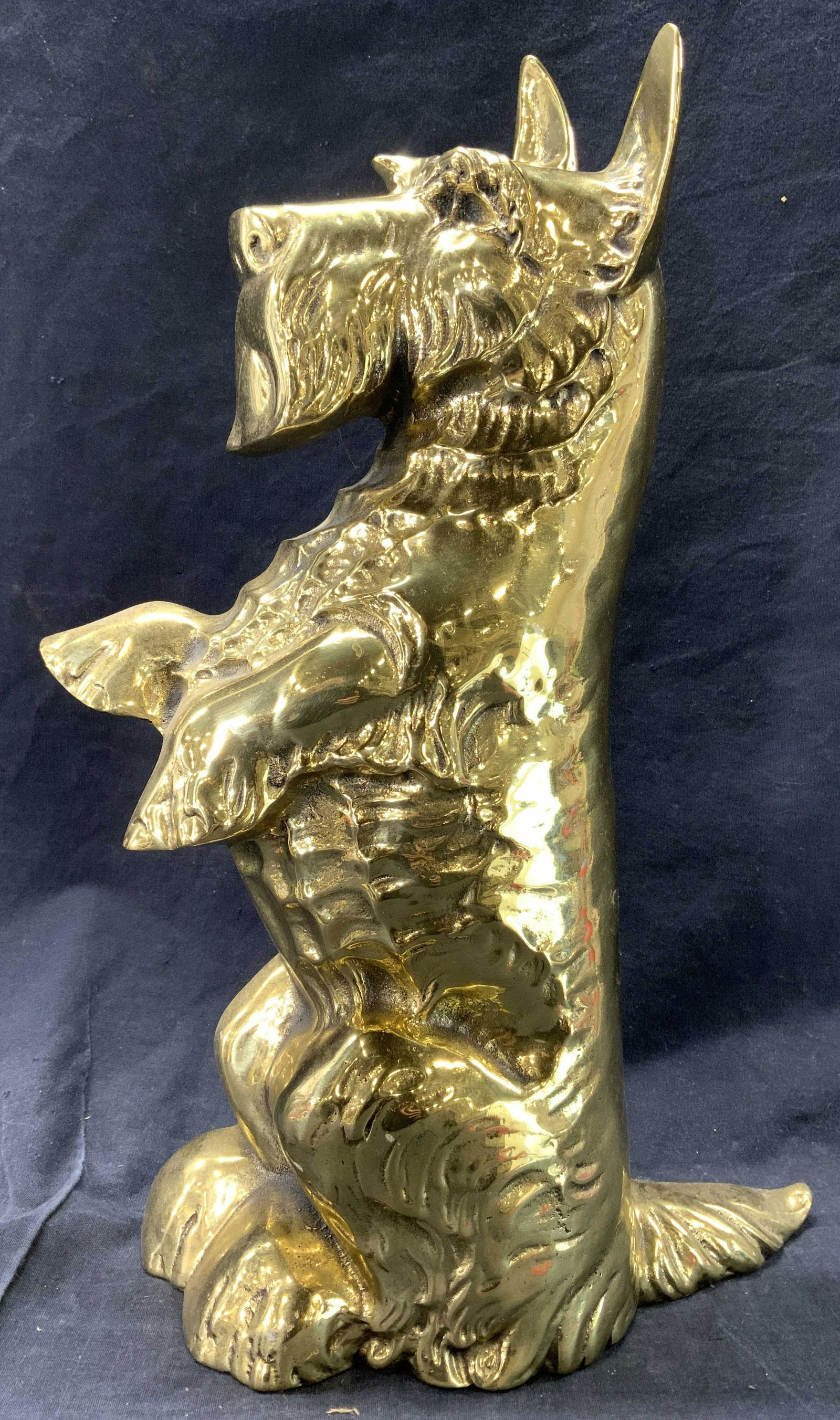Antq Brass Scottie Dog Fireplace Ornament XL 16in (1 of 10)