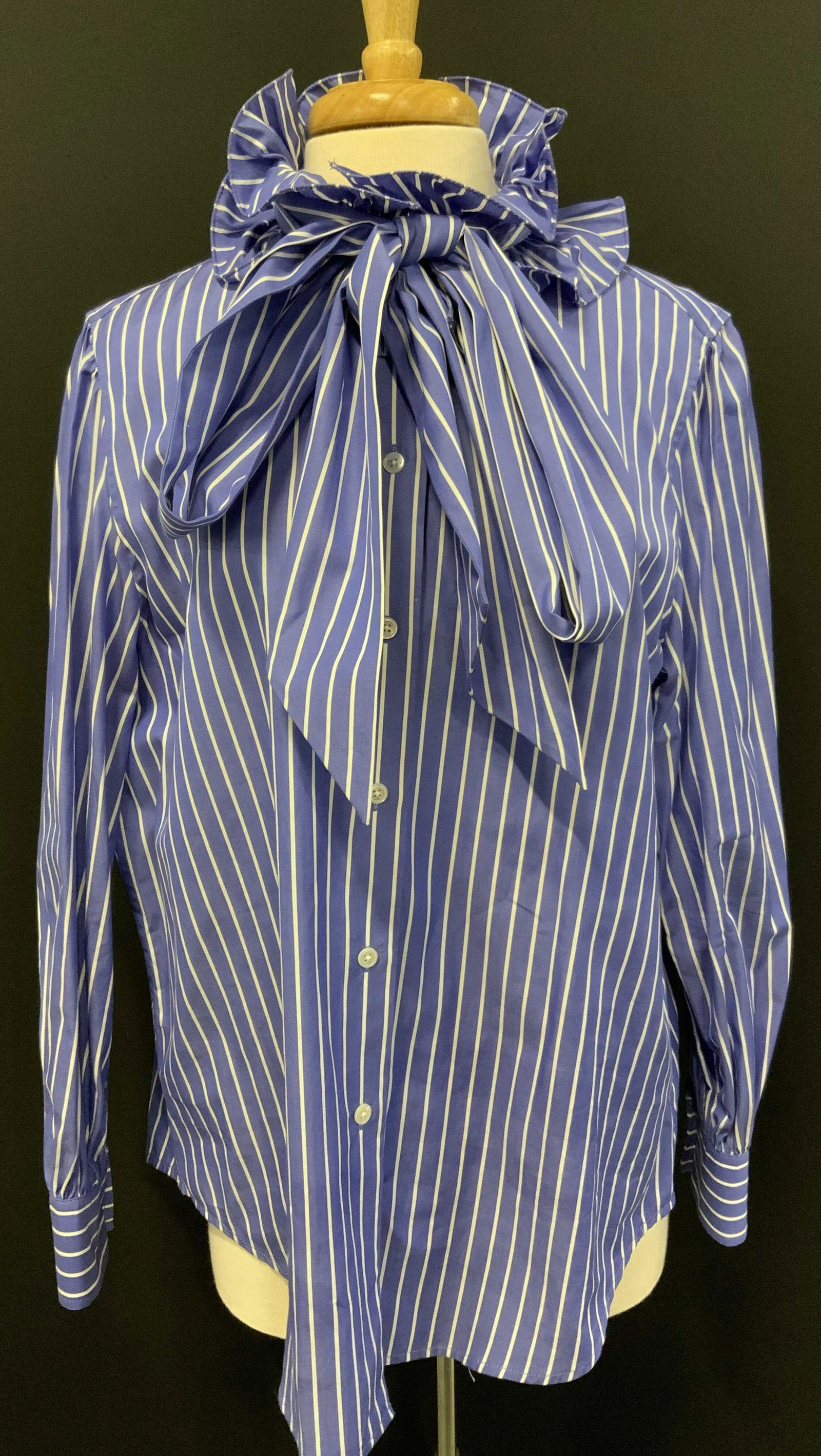 MARC JACOBS RUNWAY Blue Pinstripe Bow Blouse (1 of 6)