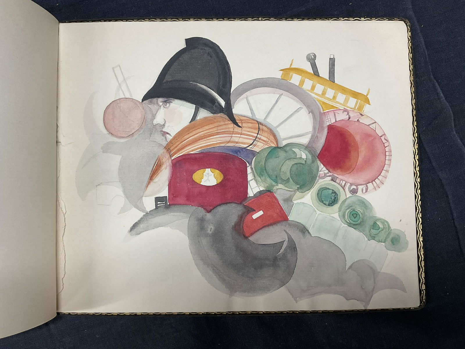 Antique Suede Booklet of Watercolor Paintings (1 of 11)