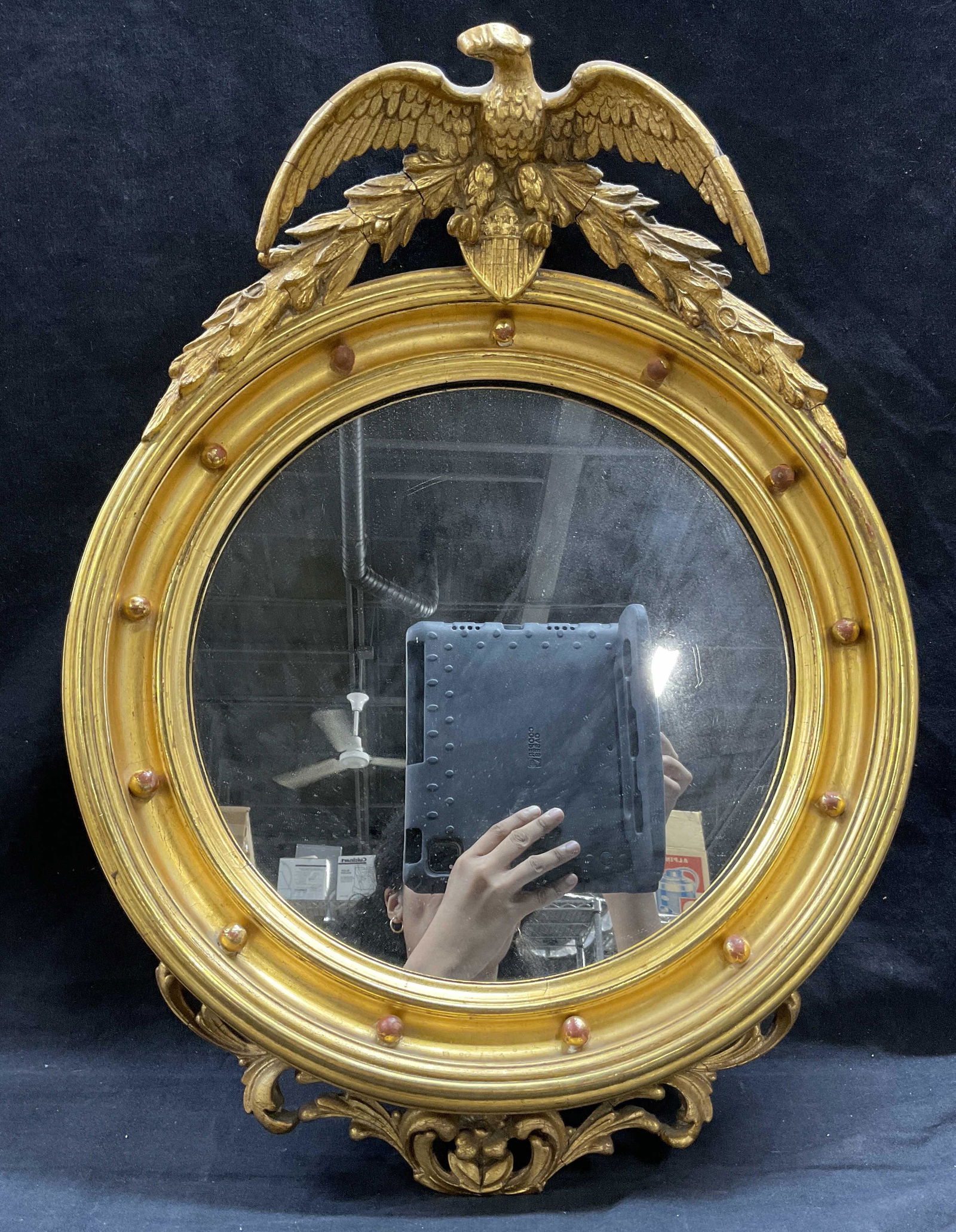 Antique Gilt Federal Mirror with Eagle in Relief (1 of 9)